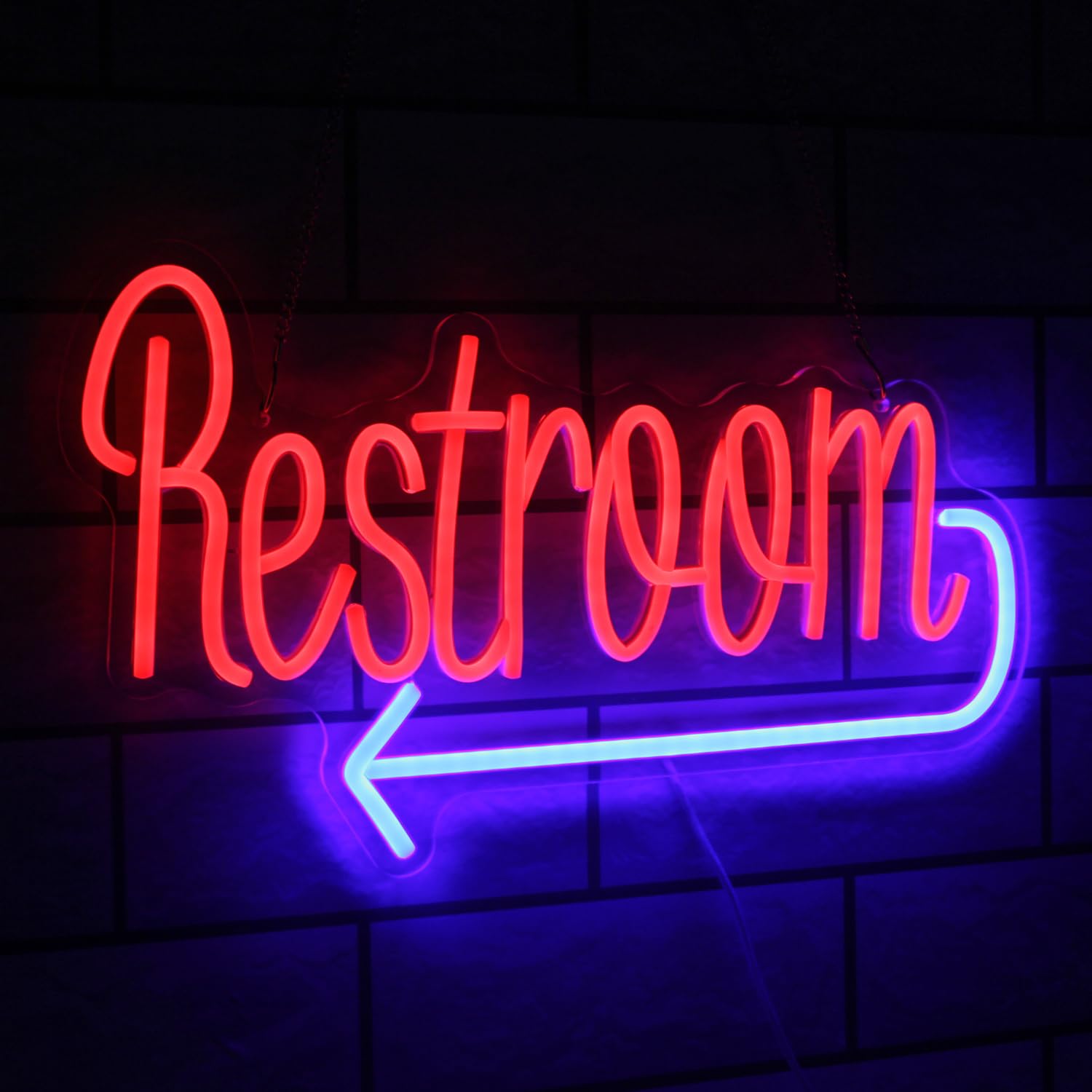 Restroom Neon Sign Toilet Neon Signs for Wall Decor Washroom with Arrow Neon Light Red Blue Bathroom Neon Wall Light Up Signs for WC Bar Restaurant Hotel Shop Decor USB Powered