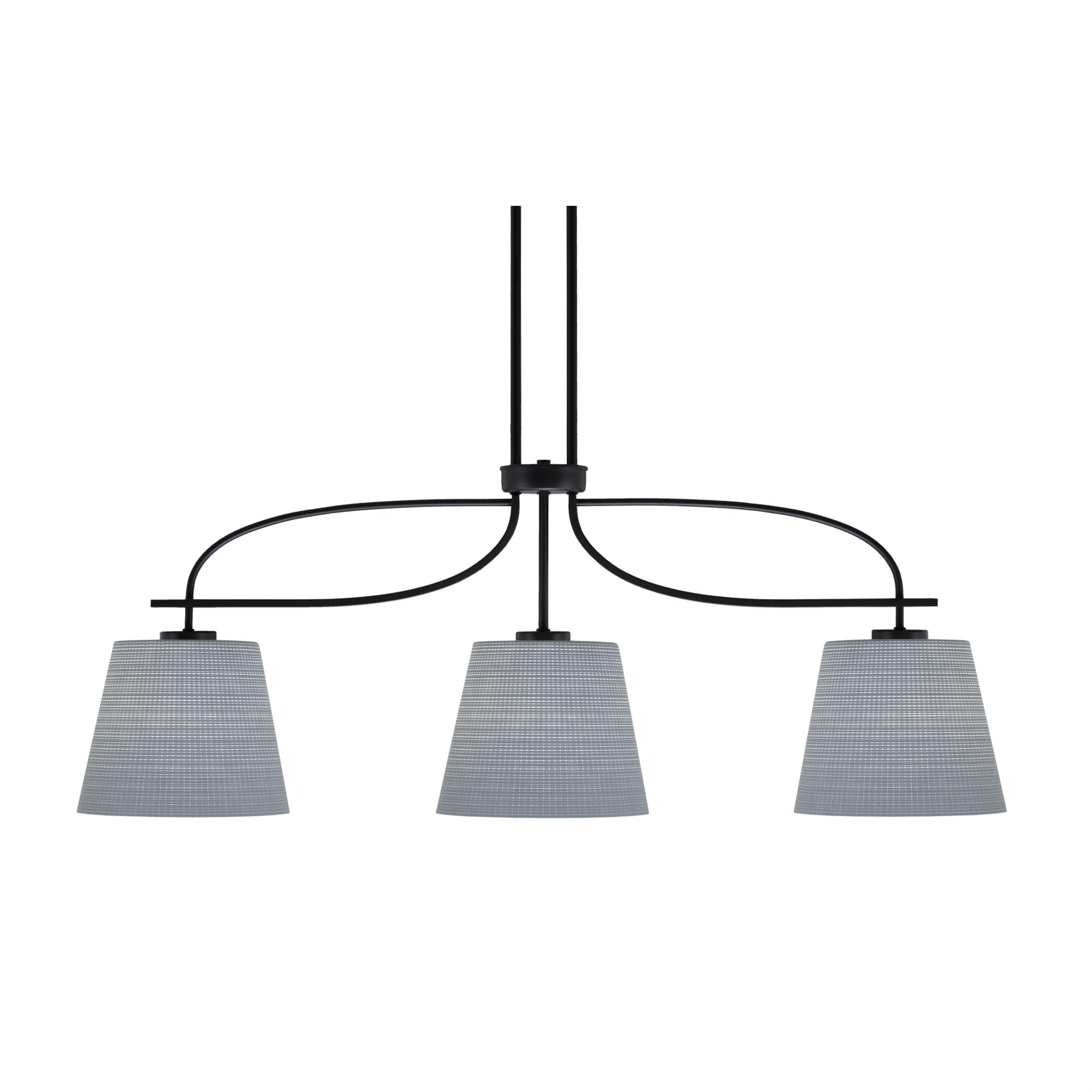 Cavella 3 Light Island Light Shown in Matte Black Finish with 10&quot; Gray Matrix Glass