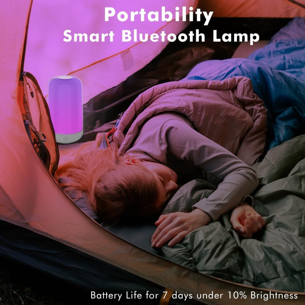Yhw Smart Touch Rgb Table Lamp, Dimmable Rechargeable Led Nightstand Lamp For Bedroom & Nursery