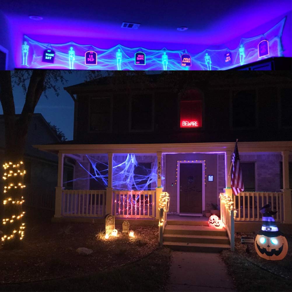 Omika 40Ft Led Uv Black Light String Lights, 120 Units 2835 Beads, Remote Control, Purple, Model Bg-Uv-001, Perfect For Parties And Decor