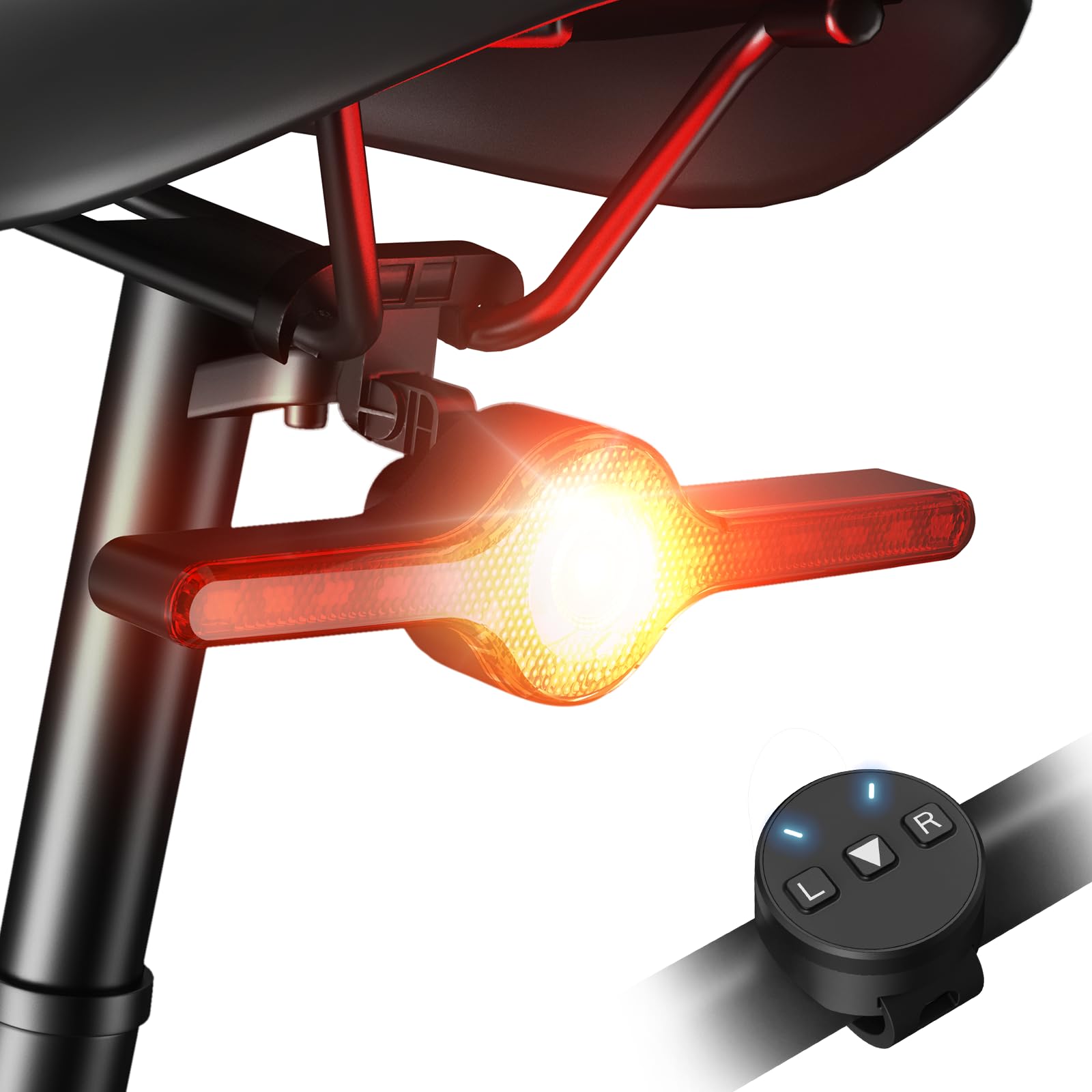 Bike Tail Light Smart Ultra Brightness Brake Light with Turn Signals and Sensing Bicycle Light,Remote Control Rechargeable Rear