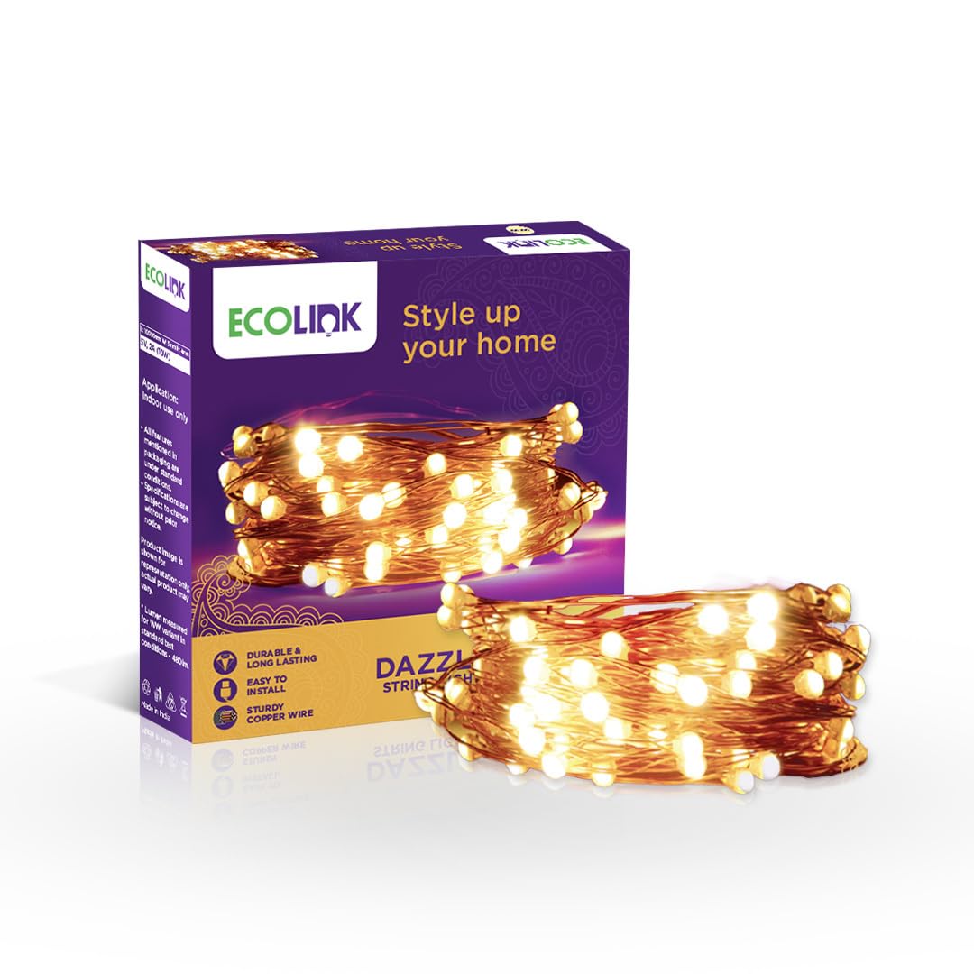 EcoLink Dazzel 10 Meter USB LED Copper String Light | Festival LED String Light for Diwali, Christams, Festivals and Home Decora