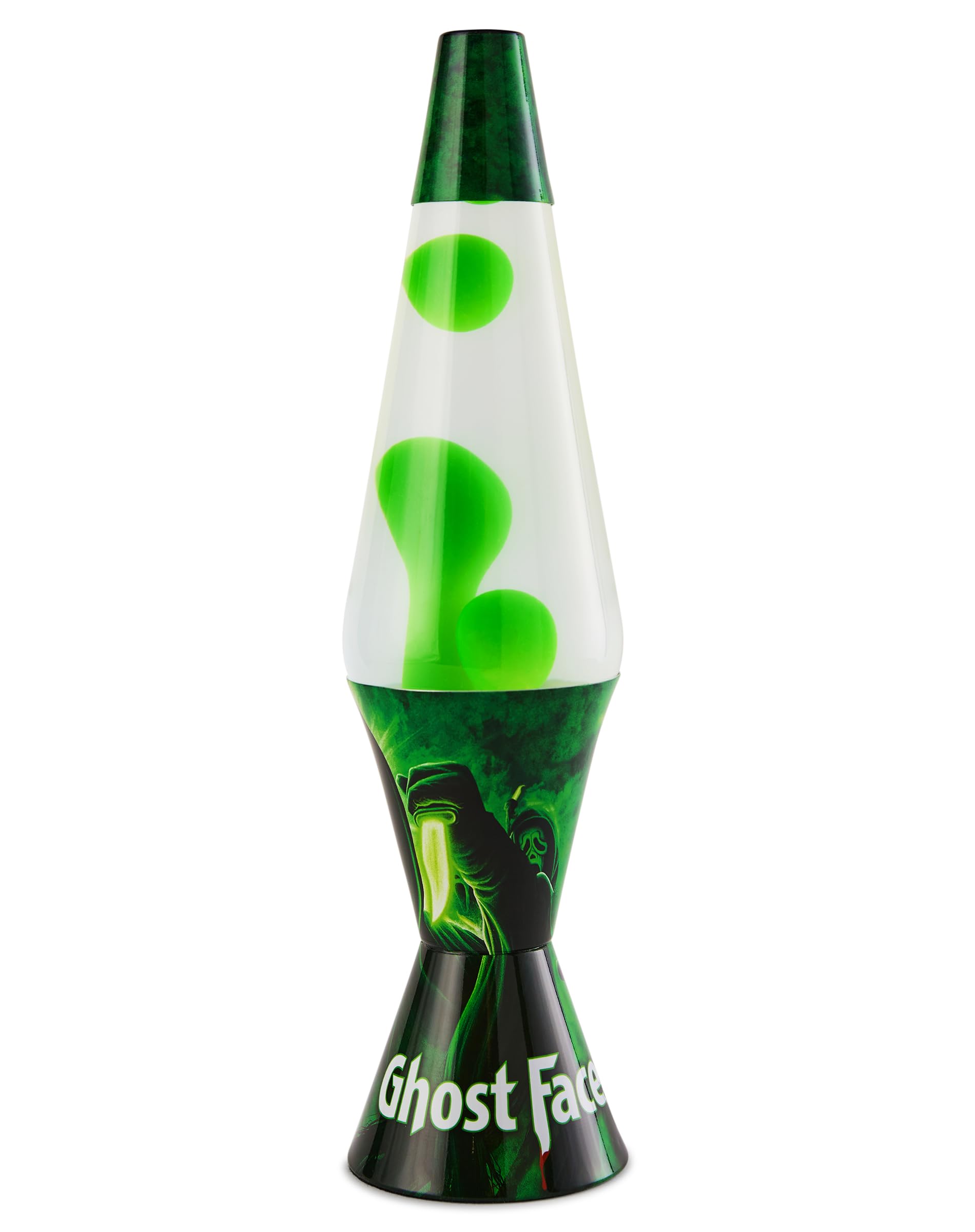 Spencer Gifts Lava Lamp - 17" Ghost Face - Green Wax, Clear Liquid, Metal Base - Model 04502191