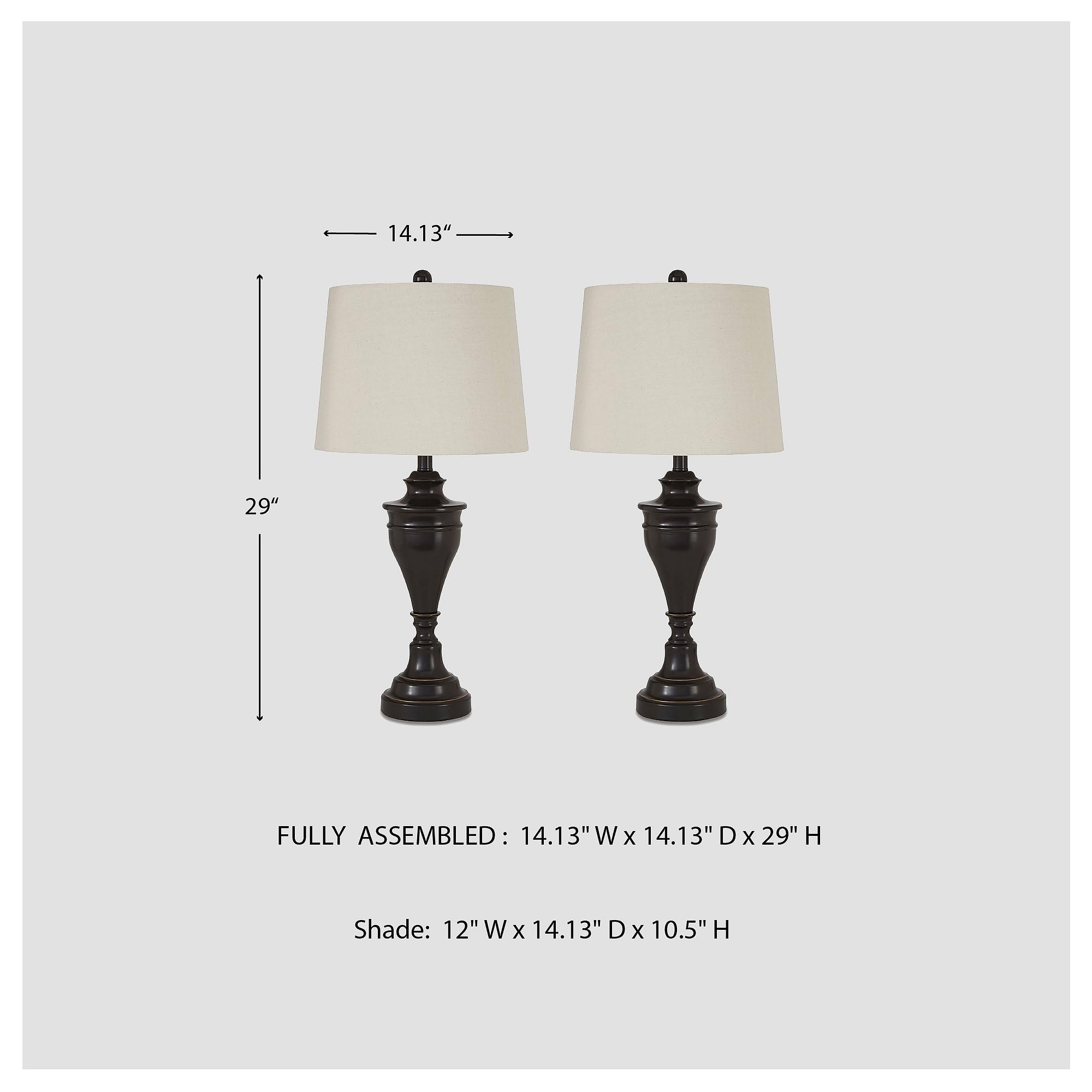 Signature Design by Ashley Darlita Table Lamp Set, 29", Metal & Fabric, Dark Brown with White Shade, Model L204024