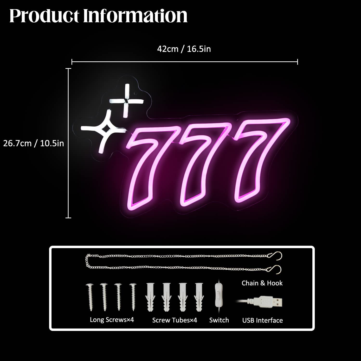 777 Neon Sign Angel Number Neon Led Sign Luck Seven Neon Lights Pink White Star Neon Signs For Wall Lucky Number Led Neon Light Up Sign Neon Light Sign For Bedroom Bar Birthday Party Decor