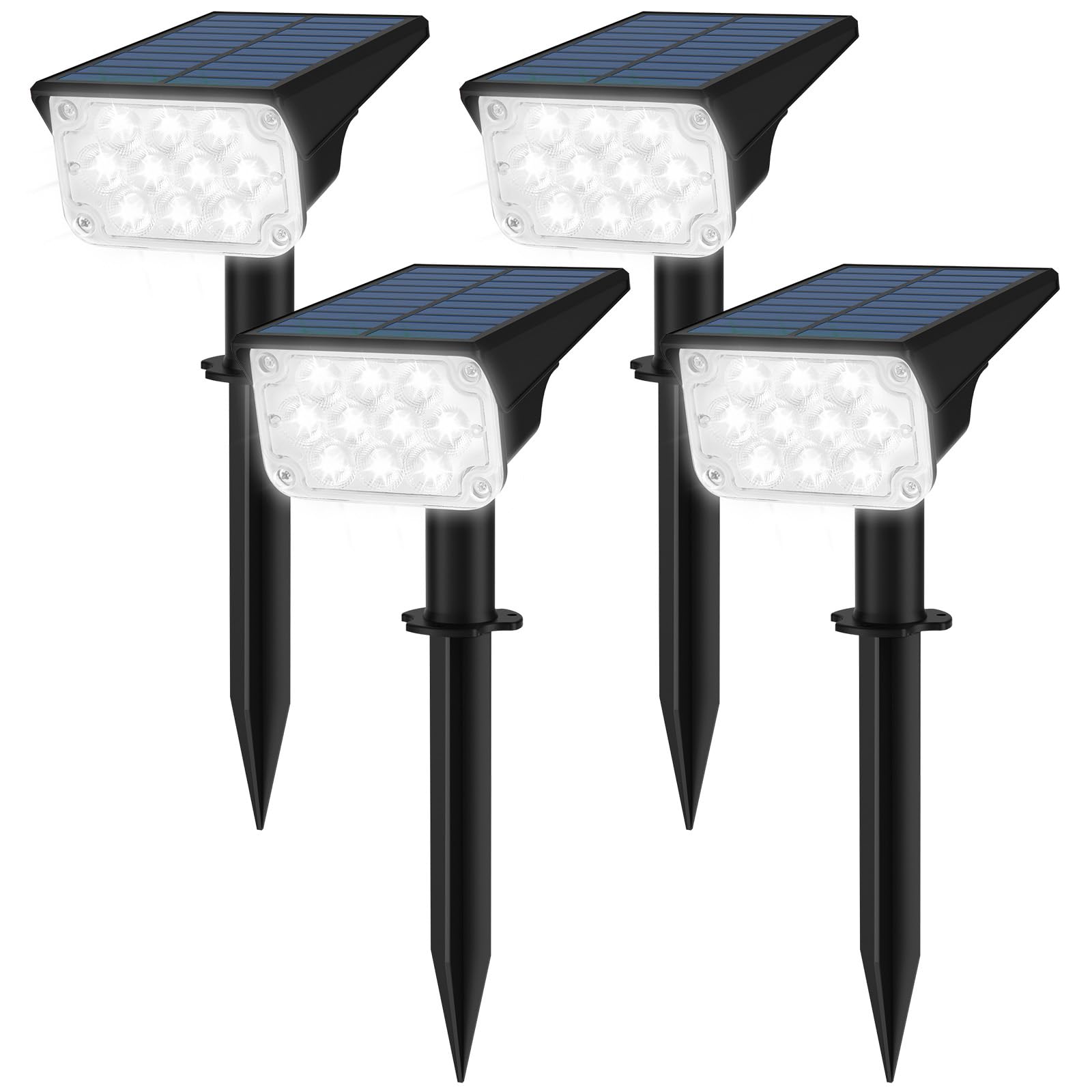 T-SUNUS Christmas Solar Spotlights White 6000K IP65 Waterproof 2-in-1 Outdoor Landscape Spot Lights Garden Light for Flag Tree Y