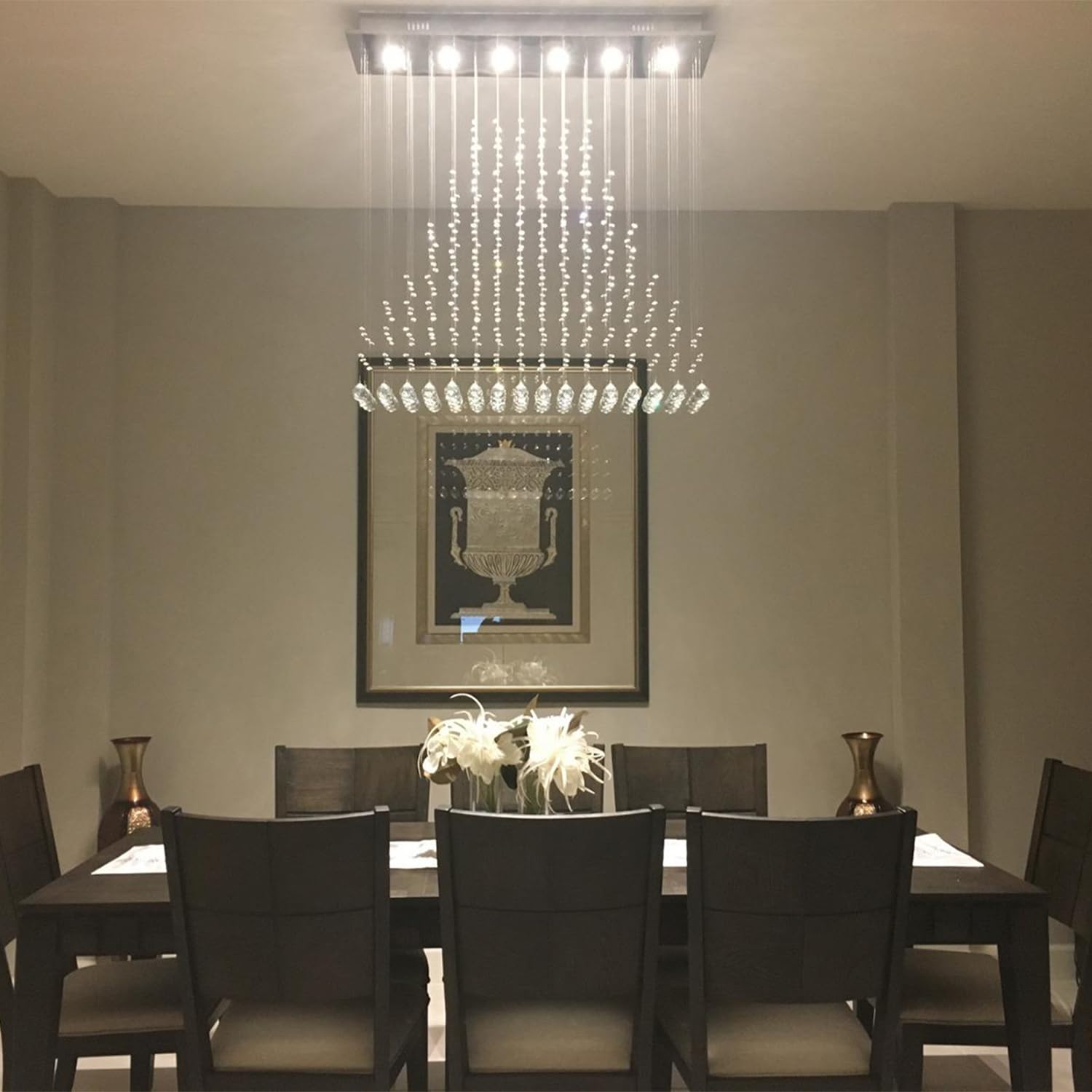 Contemporary Modern Crystal Rain Drop Chandelier Lighting Flush Mount Led Ceiling Bathroom Fixtures Pendant Lamp For Living Dini