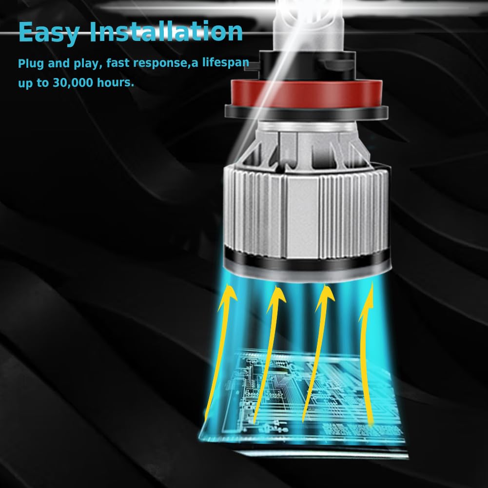 QYMOTO H11 ATV Light Bulbs, 12000LM Cool White, Compatible with Can Am Outlander 850/1000/650 & Defender, 2-Pack