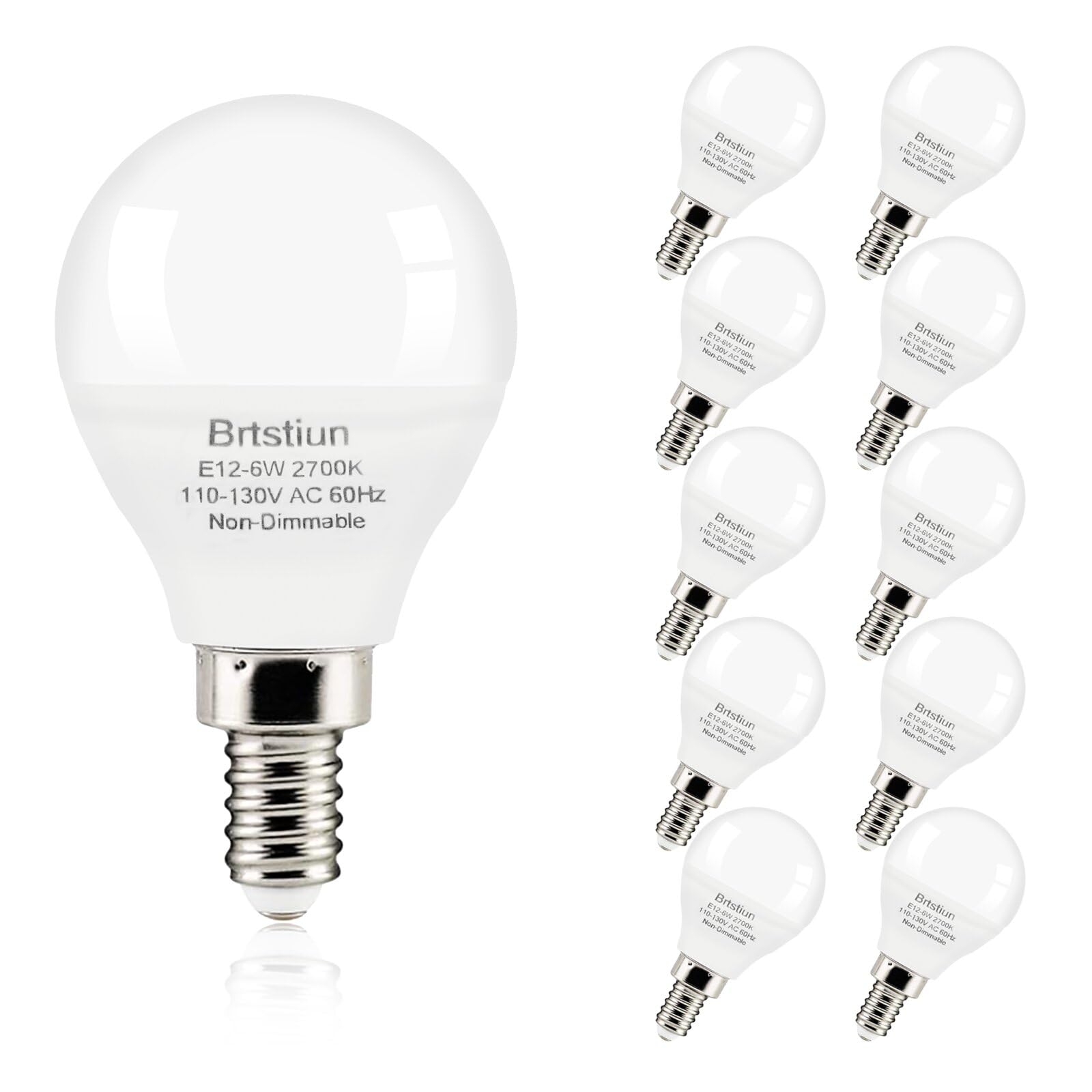 Brtstiun Light Bulbs For Ceiling Fan, E12 Led Bulb, 40W Equivalent, G45 Soft White 2700K, Small Base Globe Led Candelabra Light 