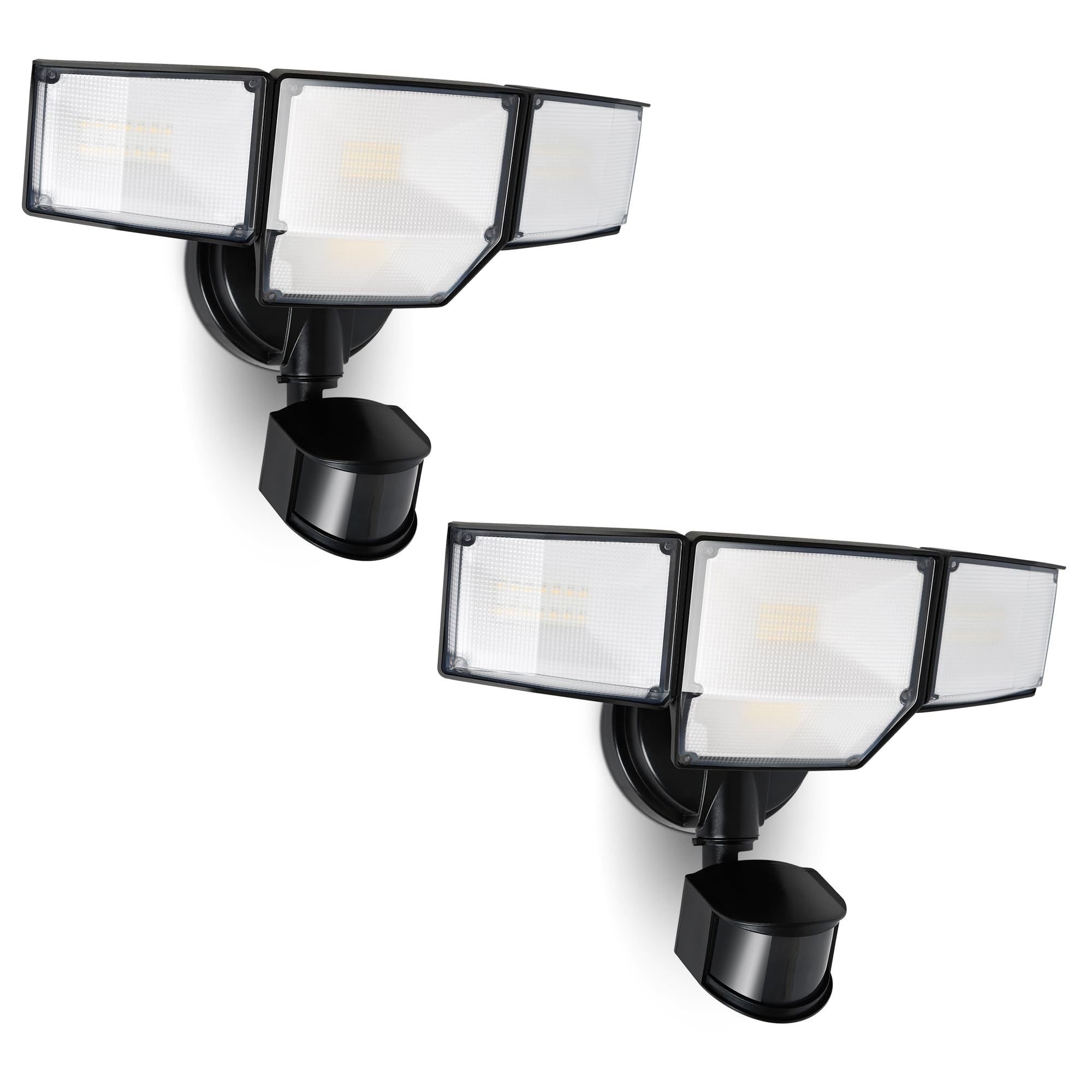 LUTEC 80W LED Security Lights, 9000LM Motion Sensor, 4 Head Flood Light, IP65 Waterproof, Black, Model 7632816012, 2 Pack