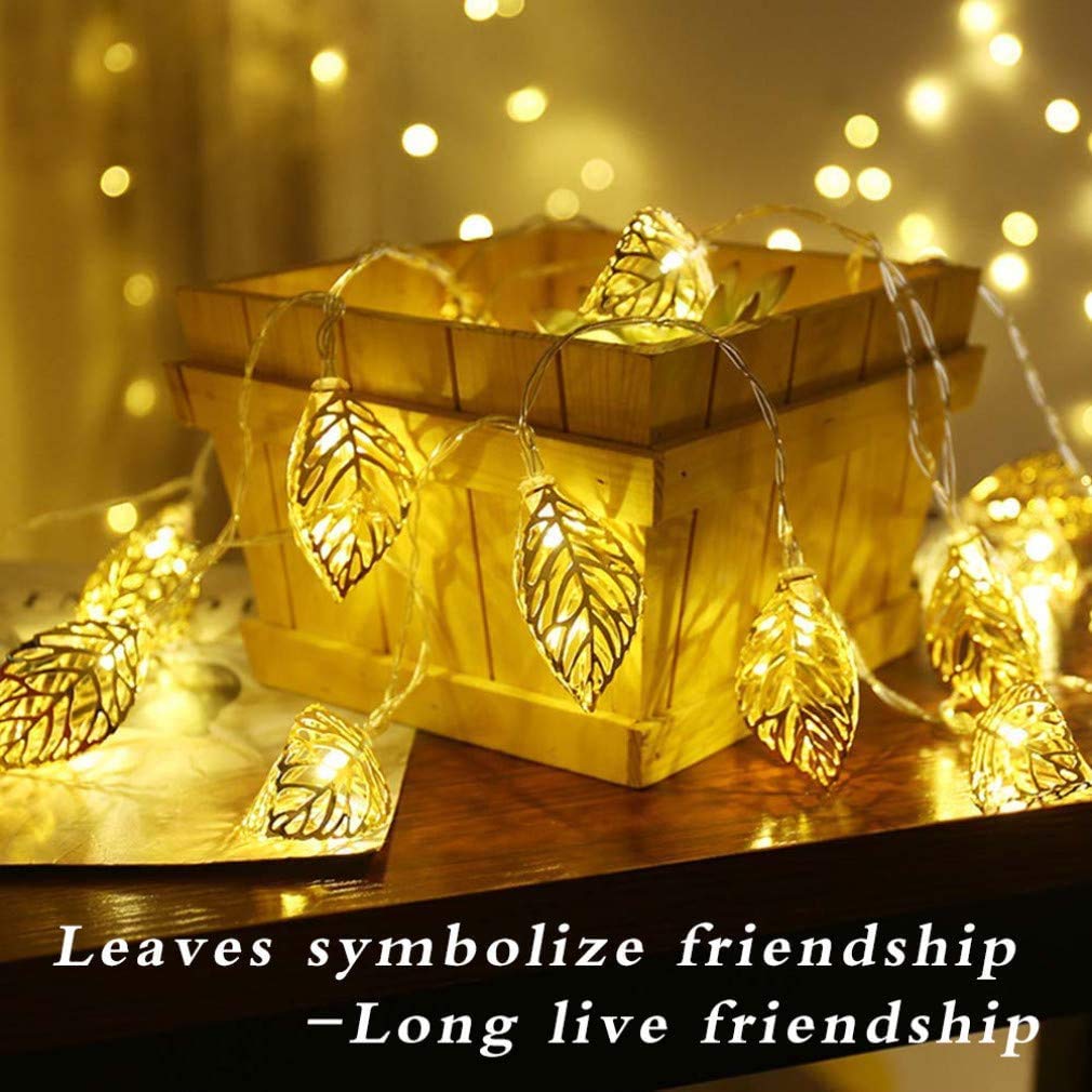 fizzytech Golden Metal Leaf String Lights of Home Decoration Diwali Light for Party Birthday Diwali Christmas Navratri Valentine