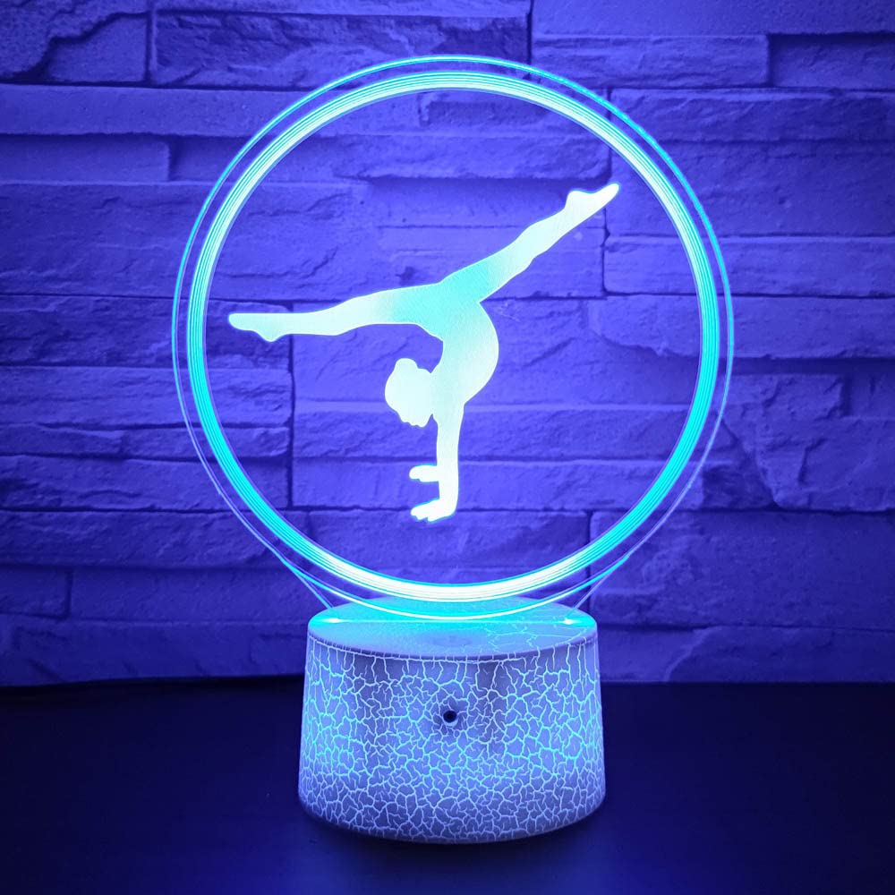 Glorivo Gymnastics Yoga Led Night Light,16 Colors Remote Control & Smart Touch Dimmable 3D Illusion Bedside Lamp,Bedroom Decorat