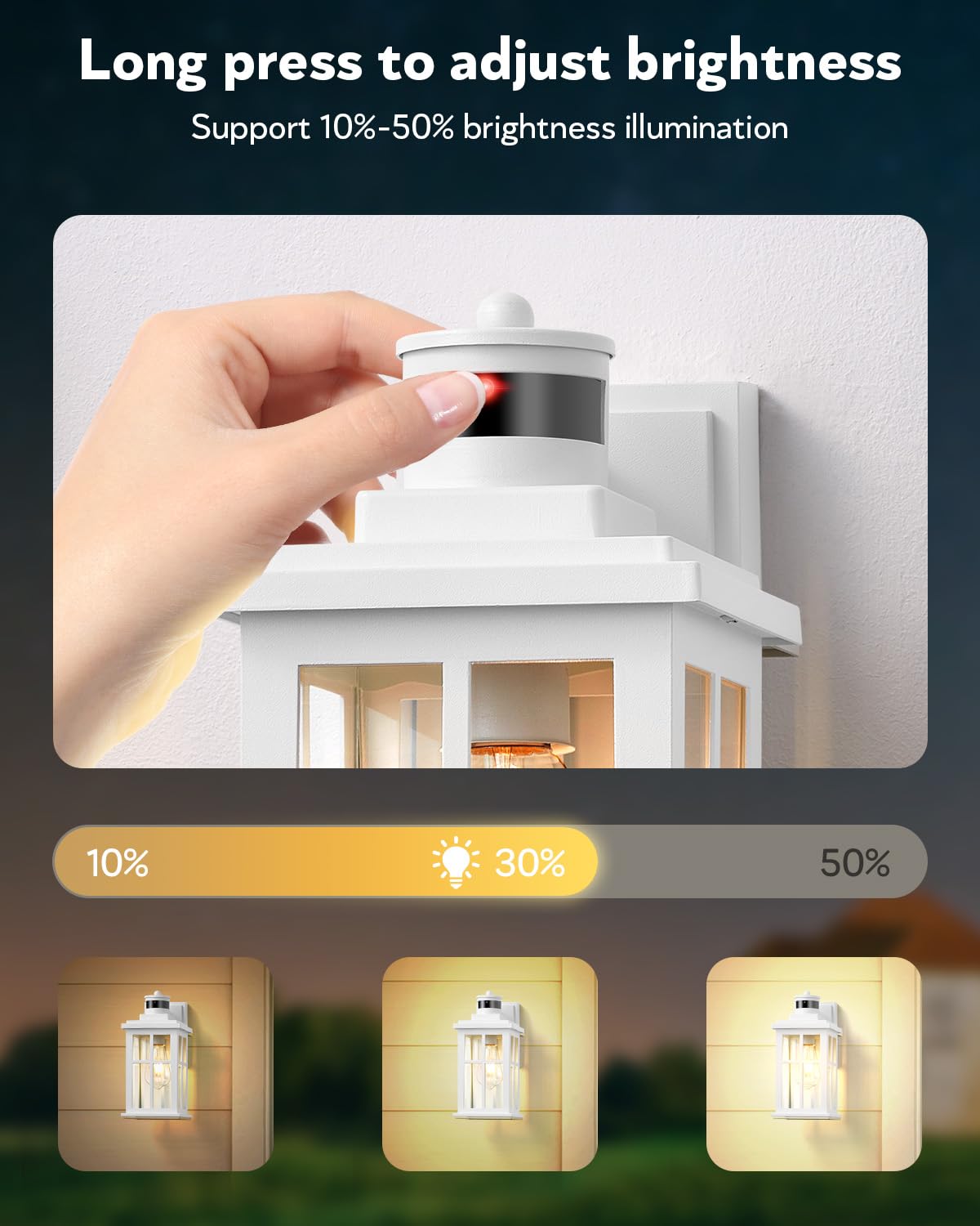 Opaxis White Motion Sensor Light Outdoor, 2 Pack Dusk To Dawn Outside Lights For House, Anti-Rust Exterior Light Fixture, Waterproof Porch Light For House, Garage, Balcony, Weather Resistant