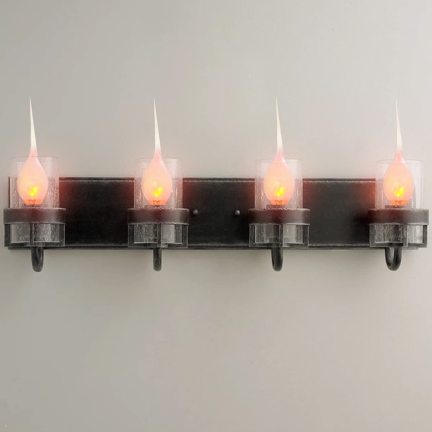 Doratale C7 Flicker Flame Candle Light Bulbs, Silicone Dipped, E12 Base, 12 Pack, 1 Watt, Flame Color