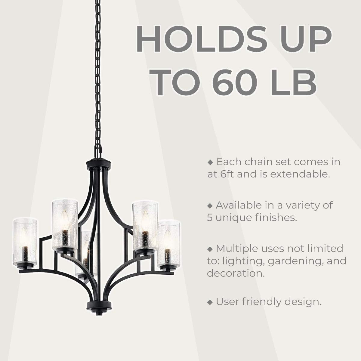 Royal Designs Heavy Duty Lighting Fixture Chain - 6 Foot Length – Up To 60-Pound Weight Capacity (Oil Rubbed Bronze - 1 Pack, 6 Ft)