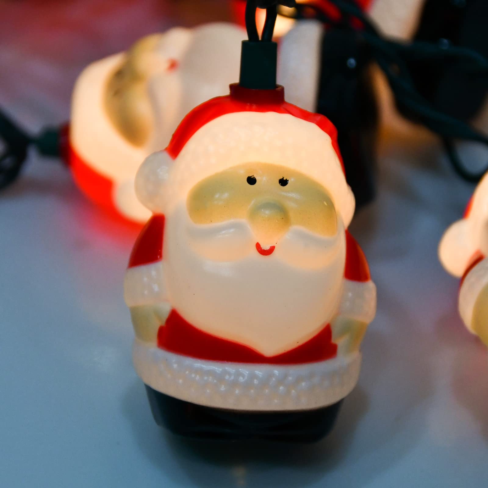 10 Light Santa Head Light Set - 8.5Ft Christmas Santa Claus Decorations String Lights With 10 Santa Claus Decorations Lights, Santa Claus Novelty Fairy Lights For Party Kid'S Room Xmas Tree Decor