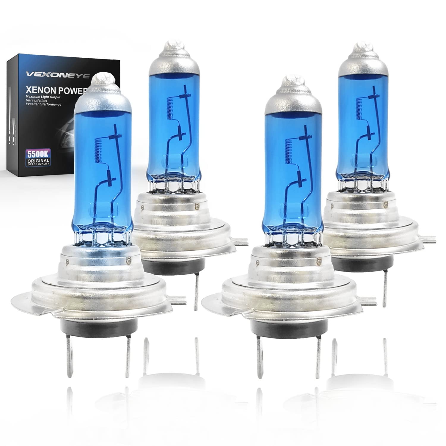 Vexoneye 4 Pack H7 Halogen Headlight Bulb 12V 55W White 5000K Fog Light Bulbs 12972 64210 Super Bright Headlamp