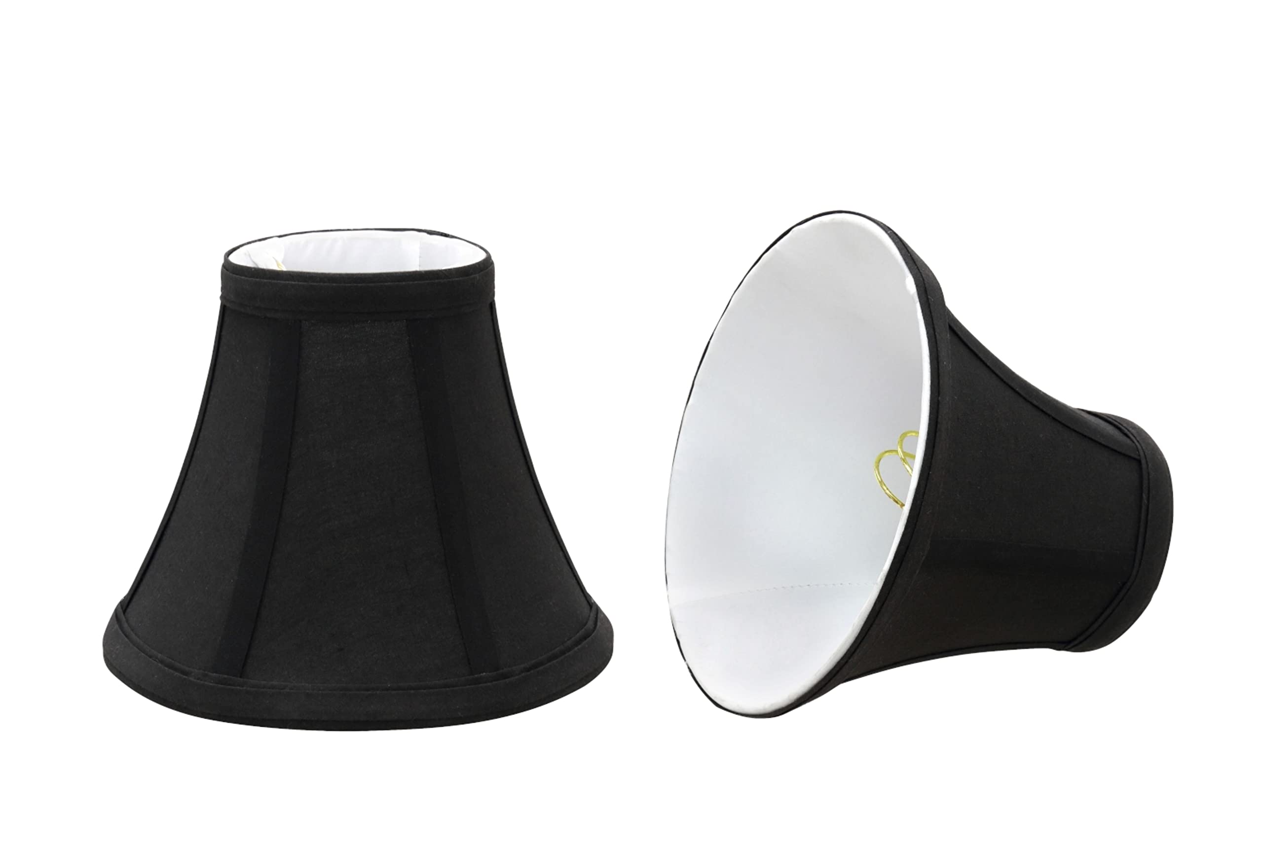 Aspen Creative 30034-2A Small Bell Shape Chandelier Clip-On Lamp Shade Set (2 Pack), Transitional Design in Black, 6&quot; bottom width (3&quot; x 6&quot; x 5&quot;)