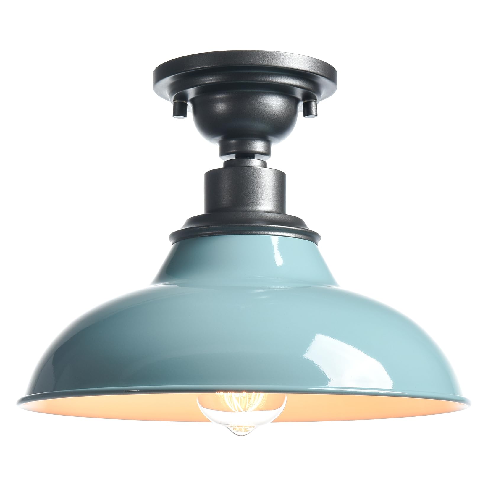 SAMTEEN Farmhouse Semi Flush Ceiling Light 12-Inch Light Blue Flush Mount Barn Ceiling Light Industrial Barn Light Fixture Ceili