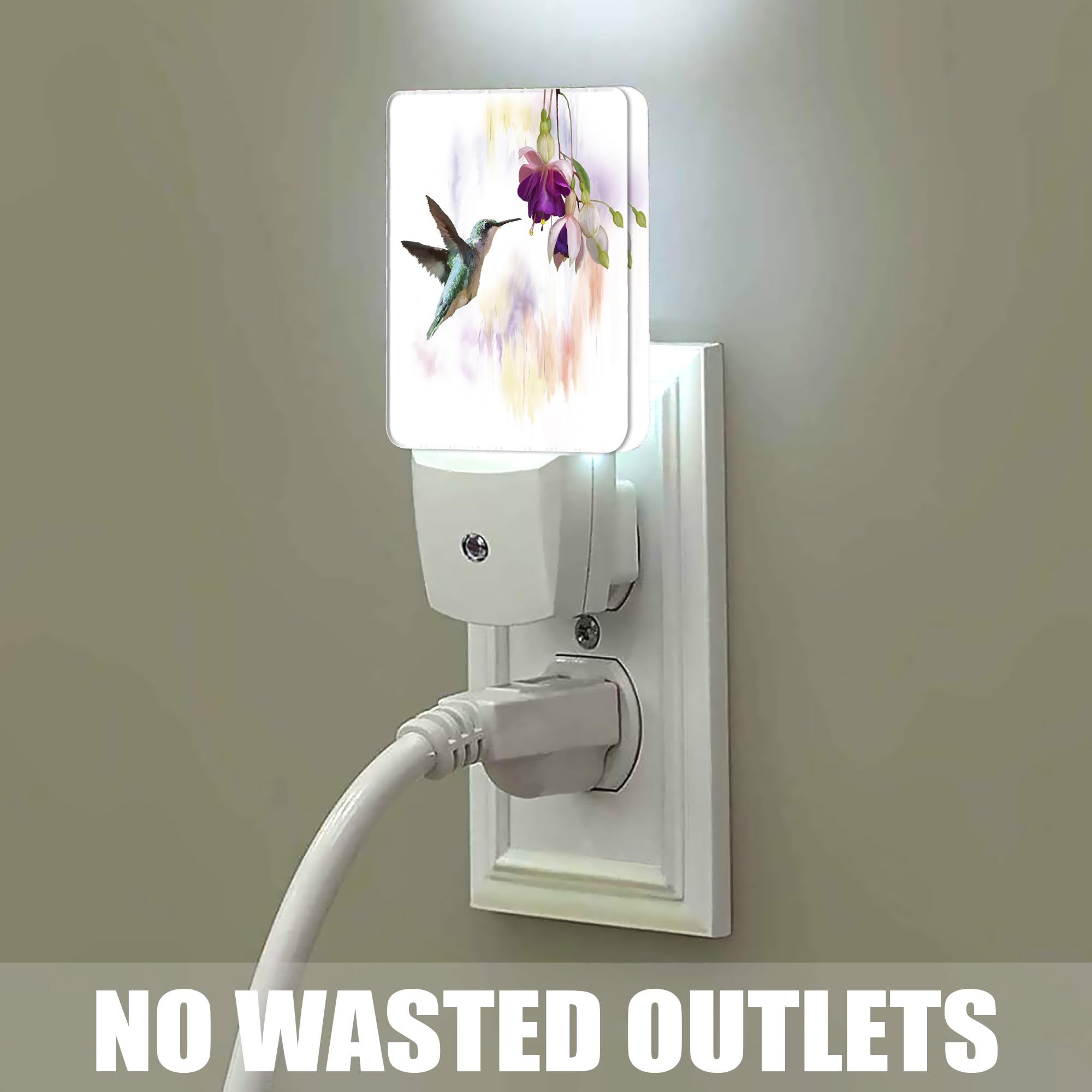Jopowide Groovy Hummingbird Flowers Dusk To Dawn Night Light, Auto Sensor Lamp Home Indoor Stairway Kitchen Corridor, Night Lights Plug Into Wall Decor, Boys Girls Women Men Room Gifts