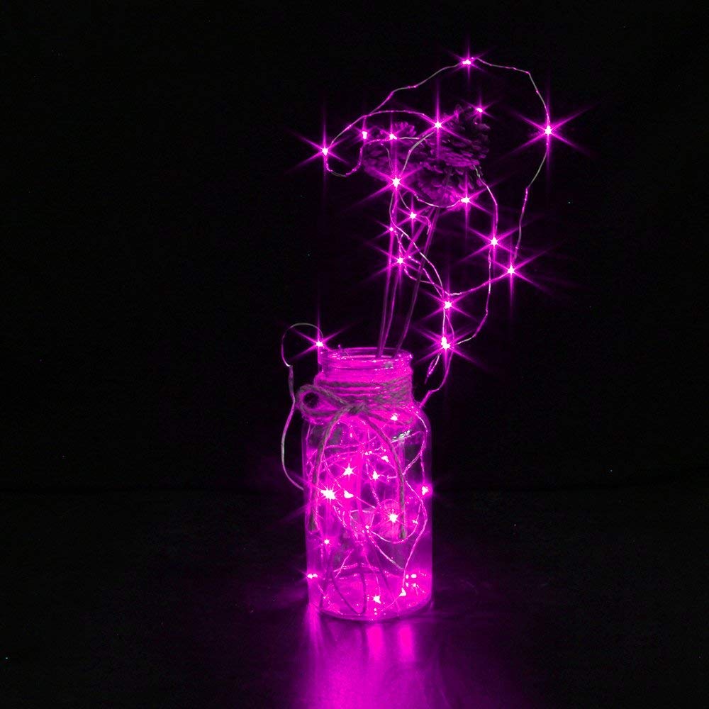 Hdshimao Pack Of 3 Sets Led Starry String Lights With 10 Micro Leds On 3.3Ft(1M) Copper Wire, Fairy Lights Battery Powered By 2X Cr2032(Incl), For Wedding Or Christmas Party Table Decorations (Pink)