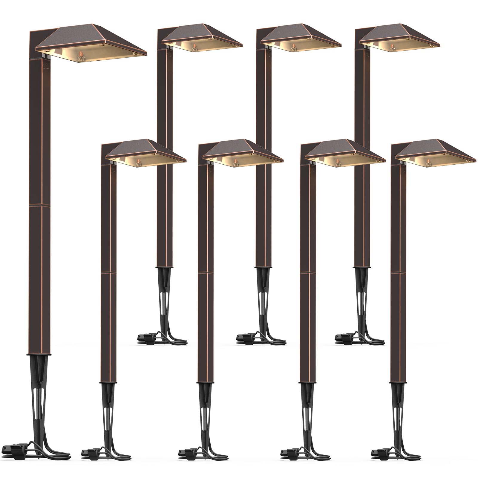 GOODSMANN Low Voltage Landscape Lights 8PK LED Pathway Lighting Kit 0.7W 100 Lumen Oil Rubbed Bronze Model 9901-2101-B8
