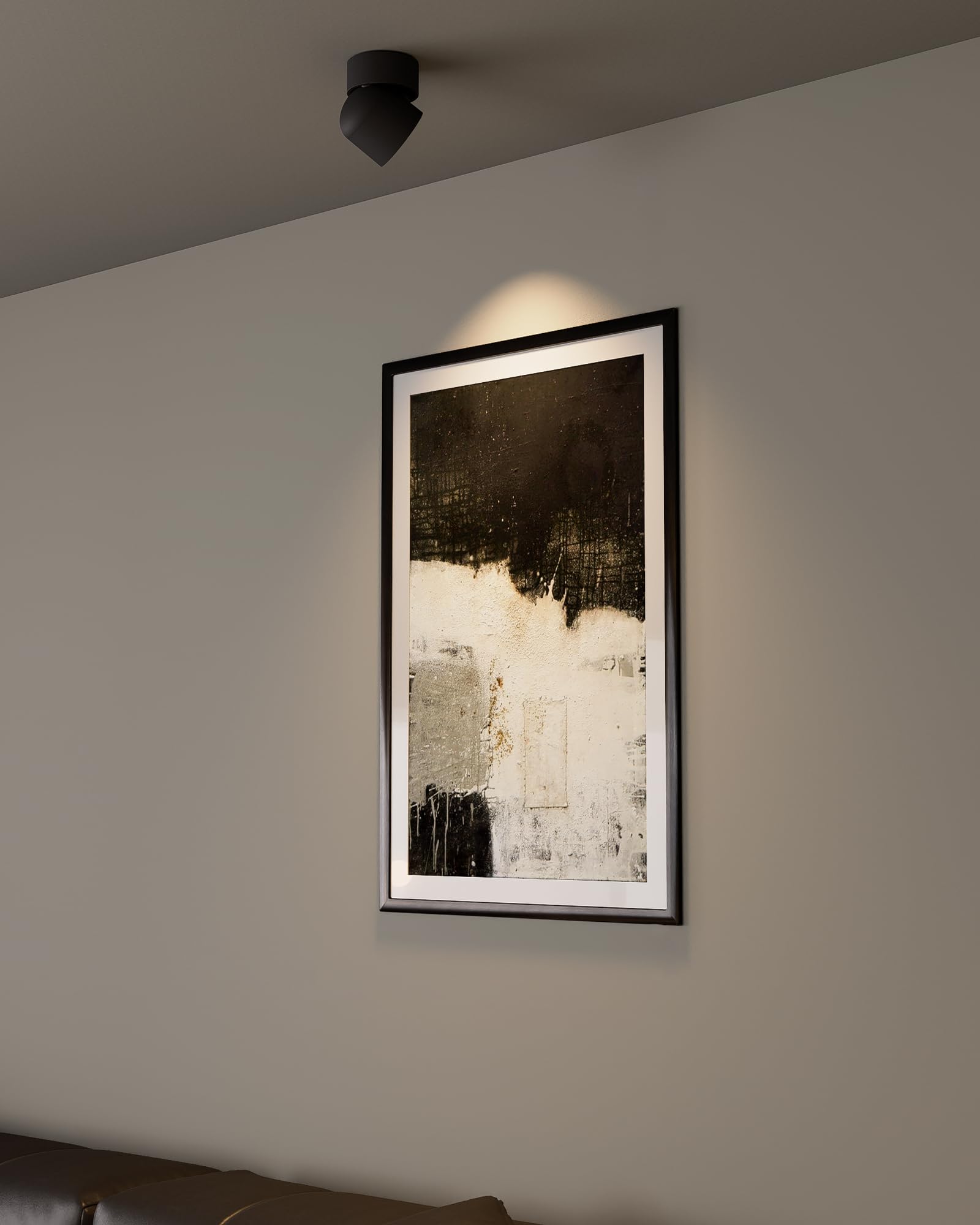 Aisilan Led Indoor Black Ceiling Spot Light 9W Surface Mounted Light Fixture With 360 Pivoting Hardwired Spotlight, Dimmable War