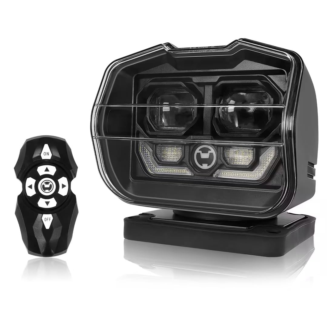 Suparee Remote Control Led Spotlight  60W 5000Lm Outdoor Led Searchlight Auto-Reset 360Rotation For Boat Truck Offroad Marine Wireless Magnetic Spot Light  (6 Strong Magnets & Automatic Searching)