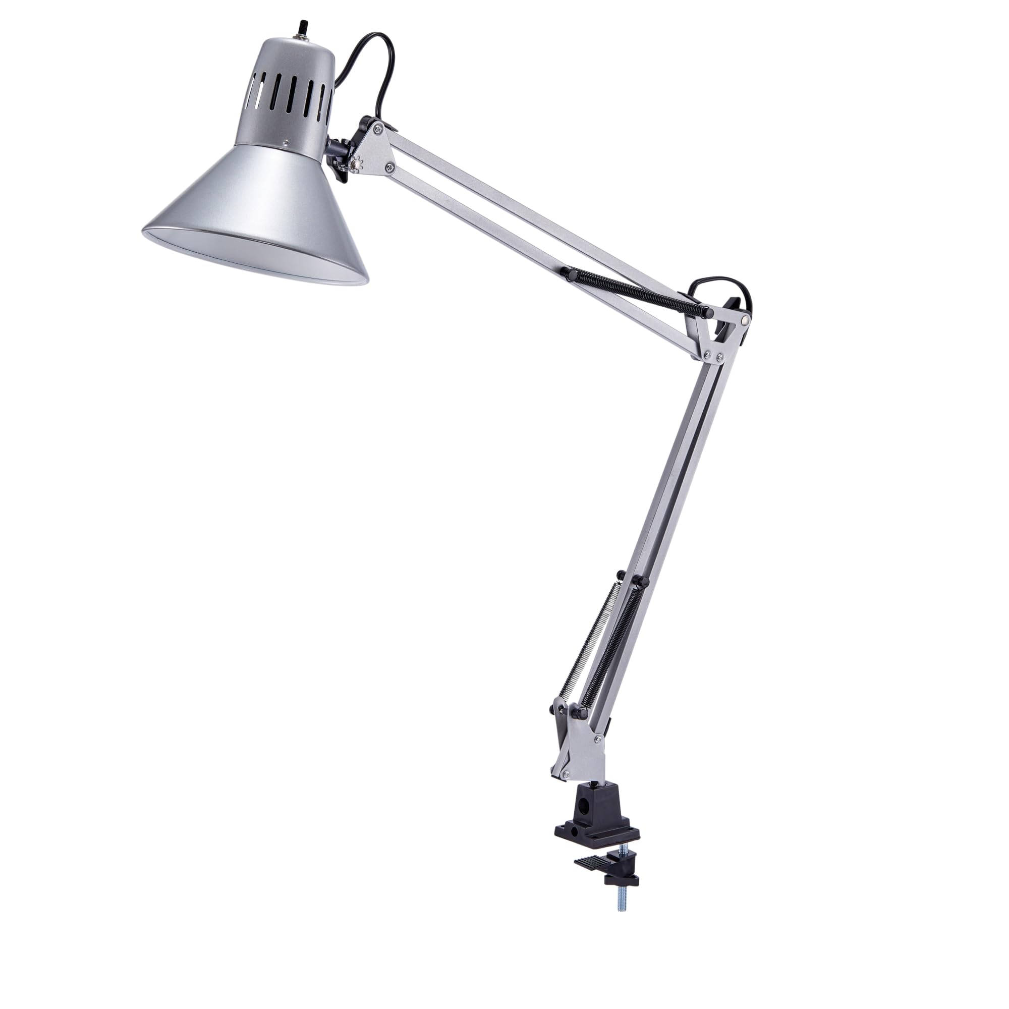 Bostitch Office Vlf100-Slv Swing Arm Desk Lamp With Clamp Mount, 36&quot; Reach With Multi-Joint Adjustment, Includes Replaceable Led Bulb (Vlf), Silver