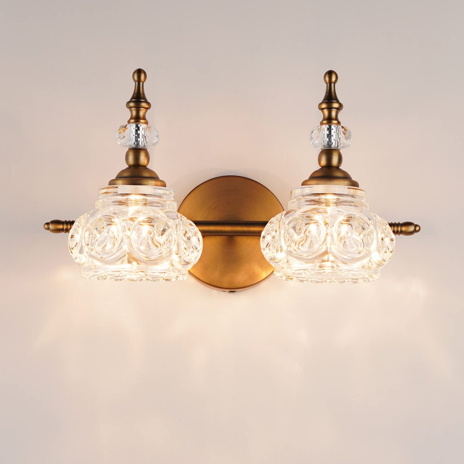 Djfhko Brass Bathroom Light Fixture, Vintage 2 Light Vanity Lighting