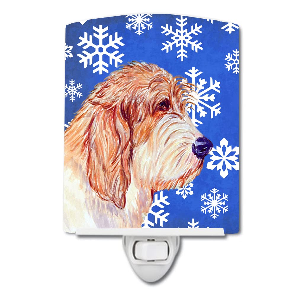 Carolines Treasures Ceramic Night Light, LH9307CNL, 6x4x3in, Petit Basset Griffon Vendeen, Holiday Snowflakes Design