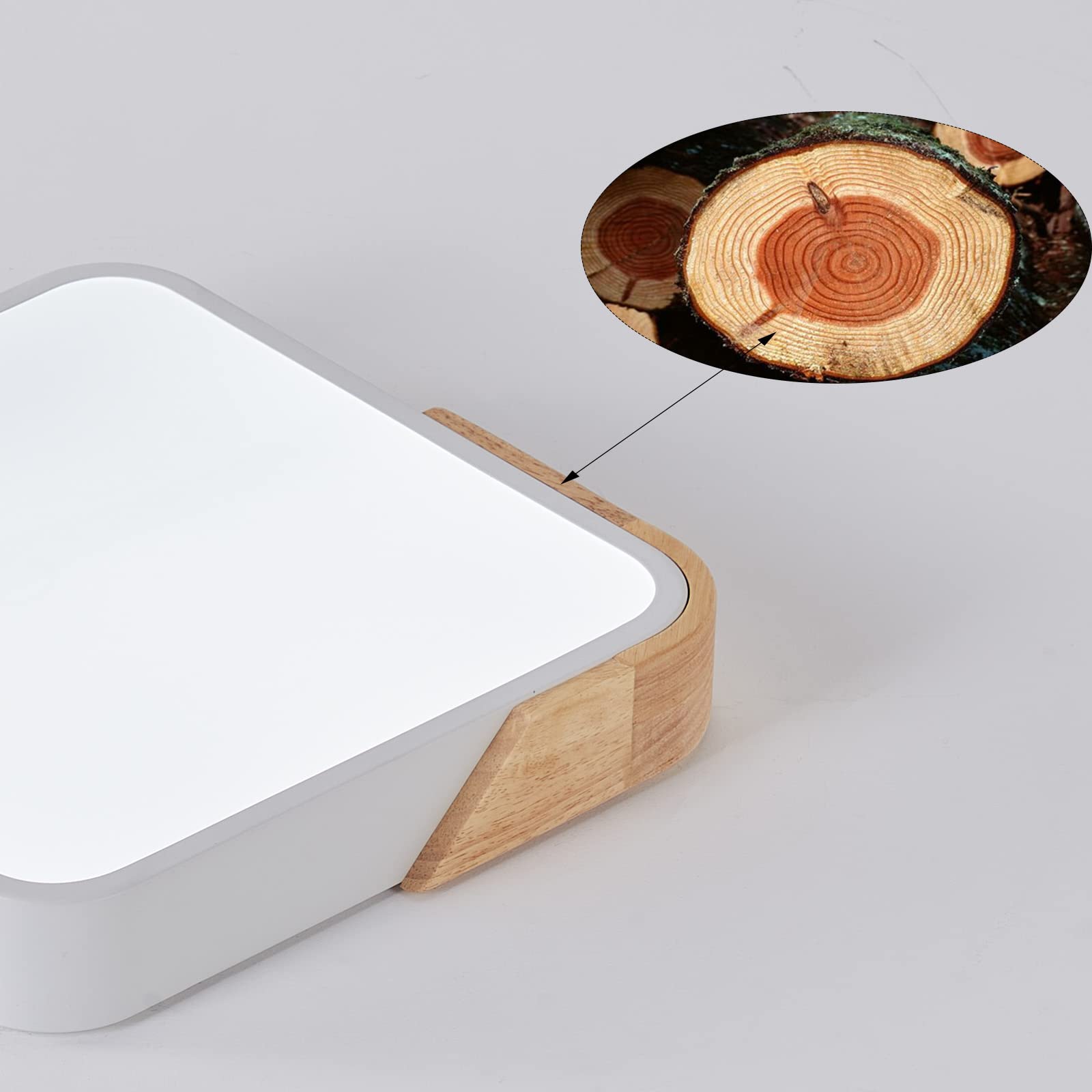 LuFun Ceiling Light Fixture, 24W LED Flush Mount, 12 Inch, Wood, Cool White 6500K, Model AMZ0042