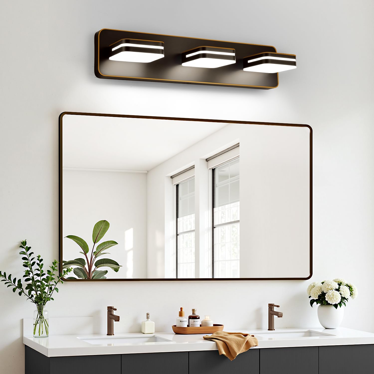 1300Lm Led Modern Bathroom Vanity Light Fixtures  360?Rotate Acrylic Brown And Gold Vanity Lights For Bathroom  Modern Wall Lighting Fixtures Over Mirror Kitchen Living (Natural White Light 5000K)