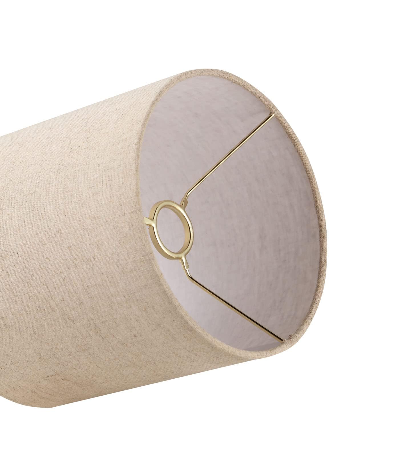 Aspen Creative 58306, Hardback Drum Spider Shade/Linen Off White, 8&quot; Top X 8&quot; Bottom X 8&quot; Height , Beige