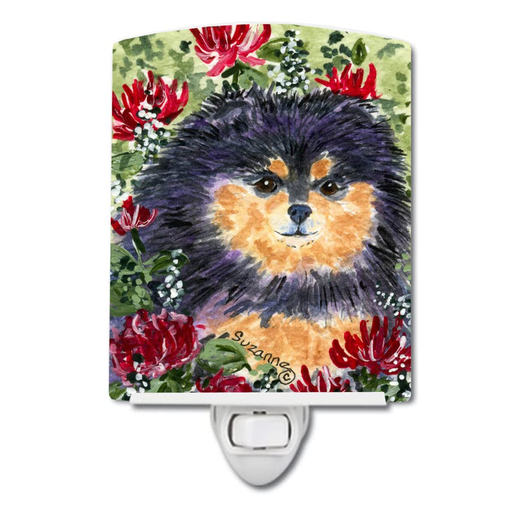 Caroline'S Treasures Ss8727Cnl Pomeranian Ceramic Night Light Compact, Ul-Certified, Ideal For Bedroom, Bathroom, Nursery, Hallway, Kitchen, 6X4X3, Multicolor