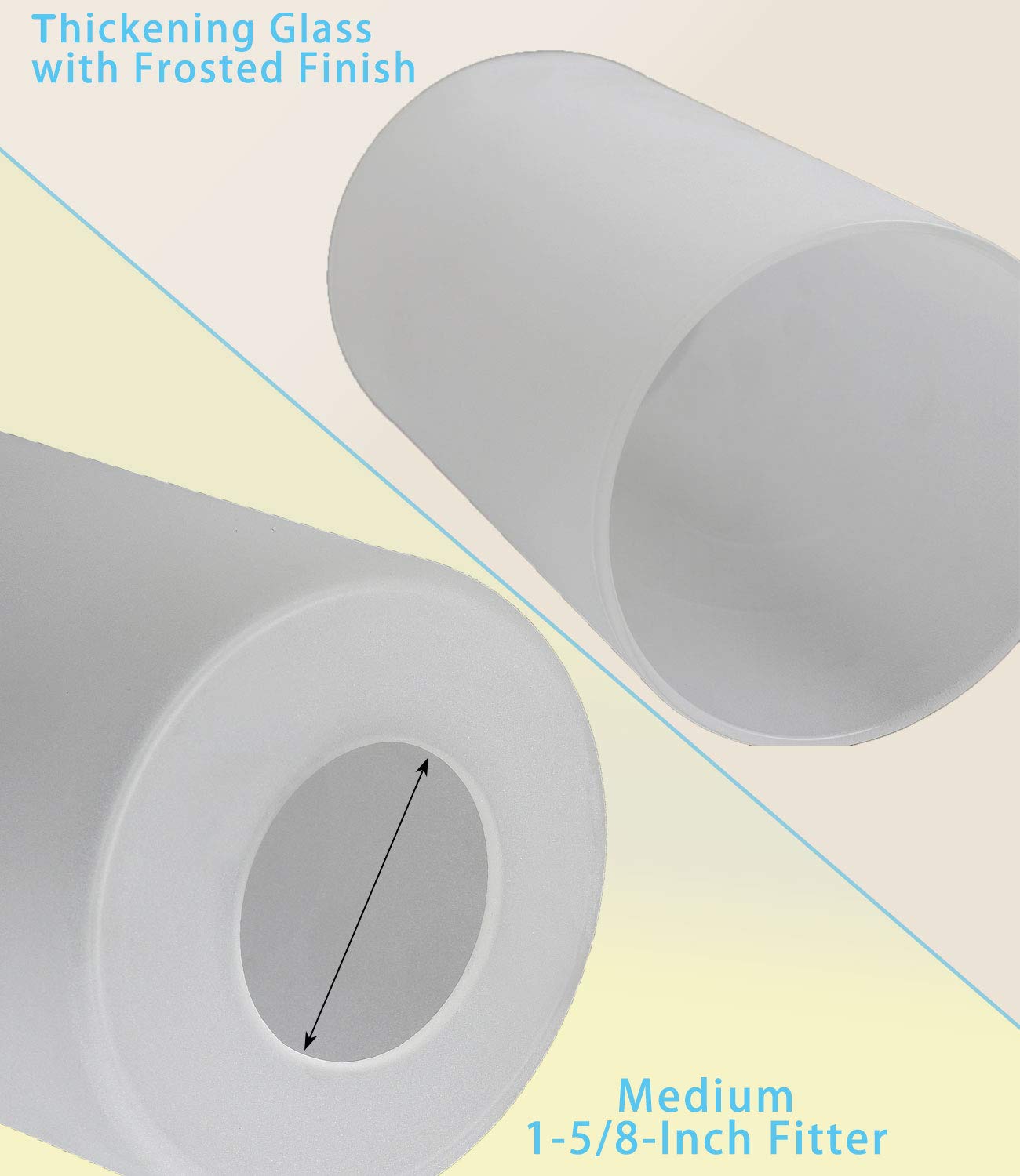 Eumyviv Clear Frosted Glass Lamp Shade, Accessory Glass Fixture Replacement Globe Or Lampshade With 1-5/8-Inch Fitter Opening (A