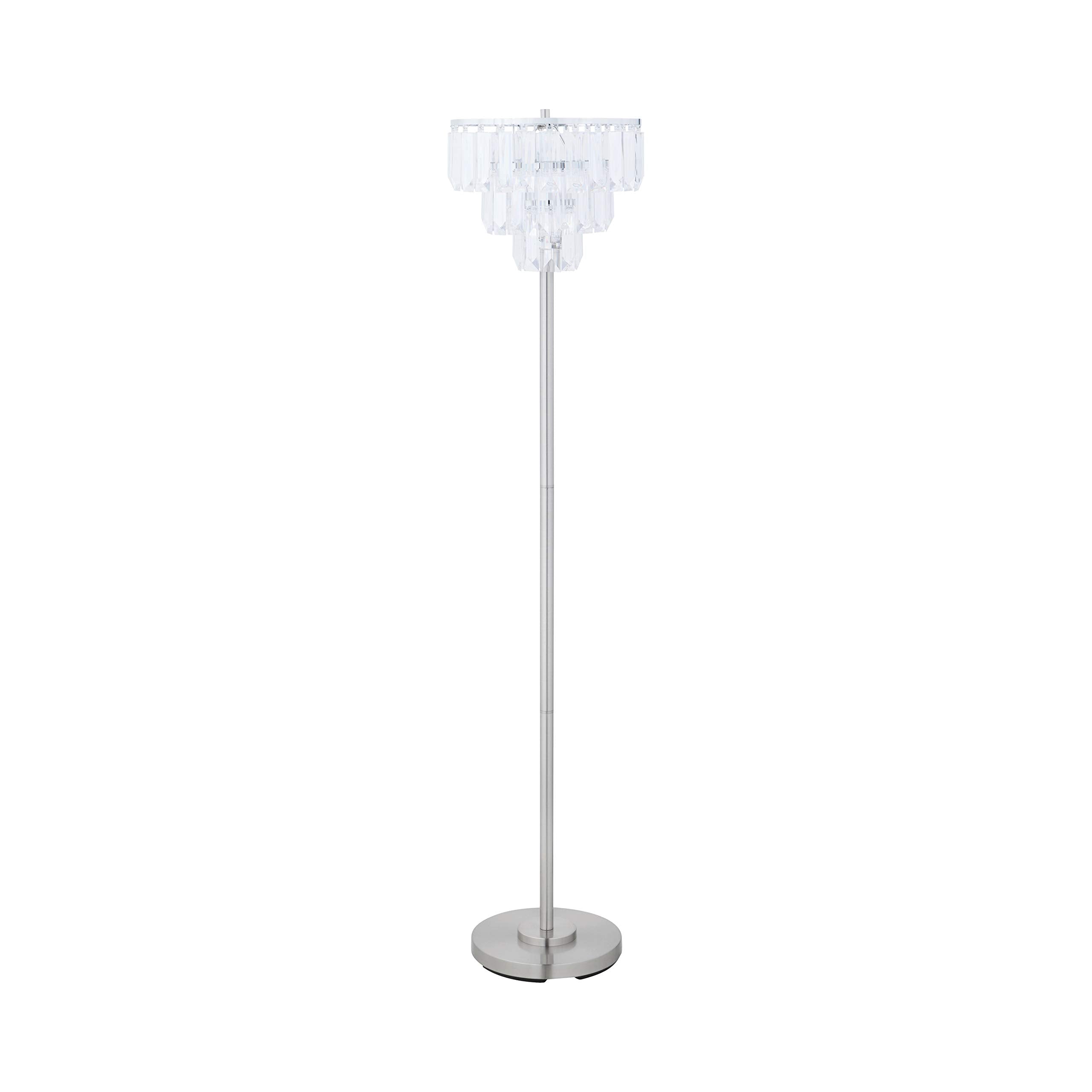 Coaster Home Furnishings Anya Crystal Metal Floor Lamp 61-Inch Chrome 920067, Round Silver Base, White Acrylic Head, 13inW x 13inD x 60.5