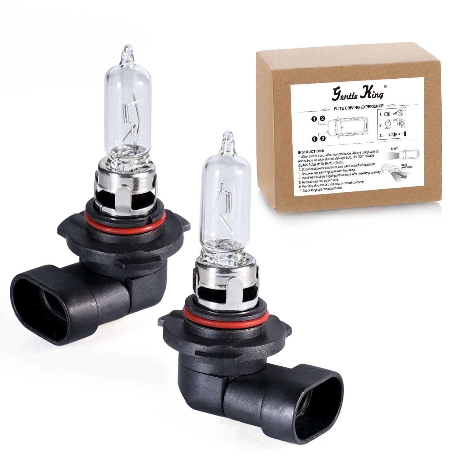 Gentle King Halogen Headlight Bulb, 55W, High Performance for On or Offroading, HB3-65W, 2 Pack