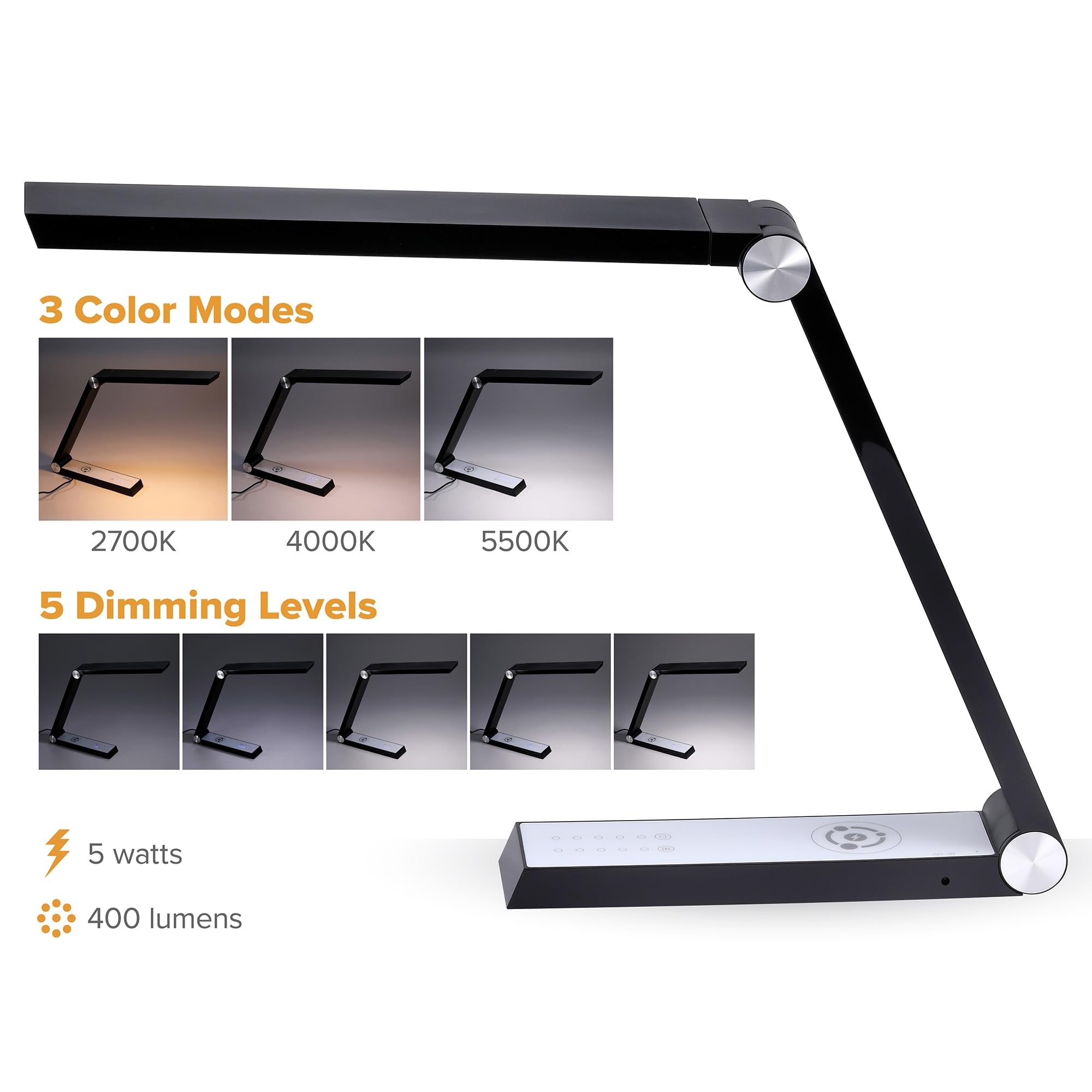 Bostitch Office Dimmable Gold Desk Lamp With Wireless Charging, Usb Ports, Adjustable Brightness, Triangle Shape (Vled1825Gold-Bos)