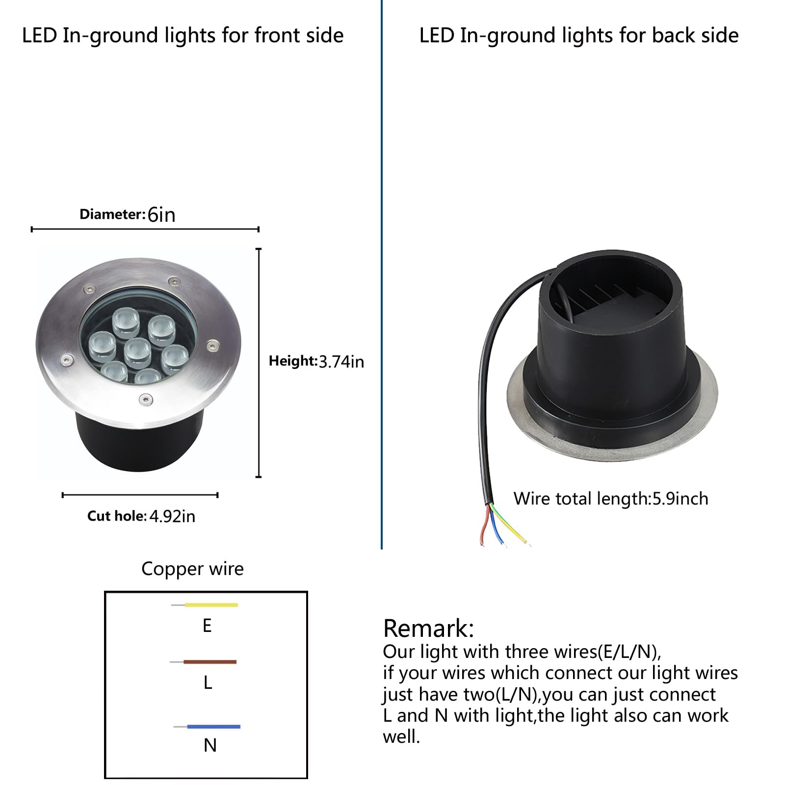 GOCuces Outdoor In-Ground Well Lights, 7W Waterproof Landscape Lighting, 6500K High Brightness, Pack of 4, White, Model GC-UD