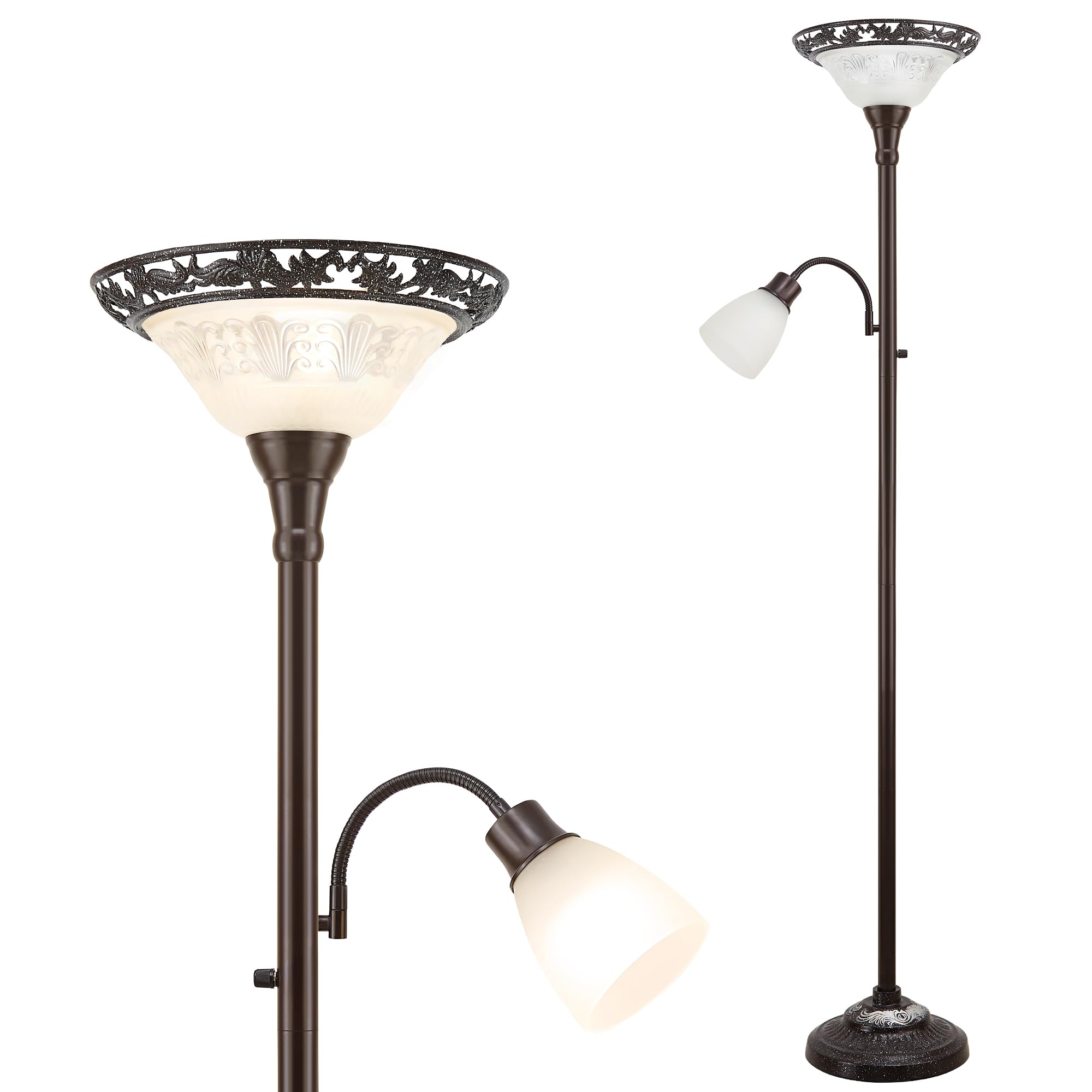 Luvkczc Victorian Floor Lamp For Living Room, 70'' Elegant Standing Lamp With 2 Heads - Metal Pole & Heavy Base, Vintage Tall Co