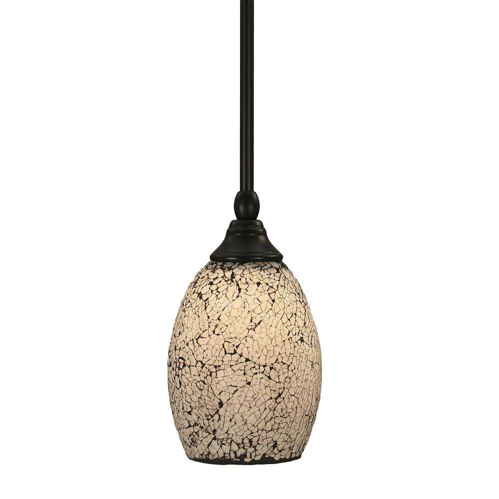 Toltec Lighting 23-Mb-4165 Stem Mini Pendant With Hang Straight Swivel With 5&quot; Black Fusion Glass, Matte Black Finish