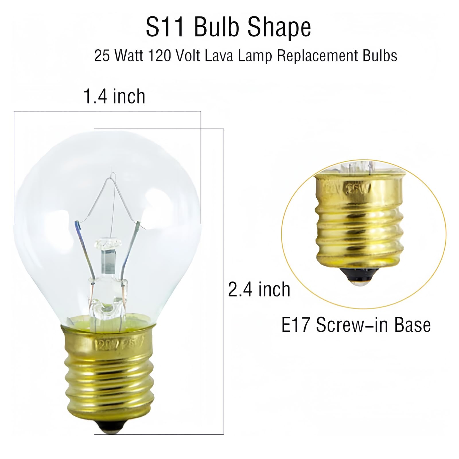 Lava Lamp Bulbs,25 Watt Original Replacement Bulbs For 14.5-Inch/20-Ounce Lava Lamp, High Temp Resistance, High-Output Heat S11