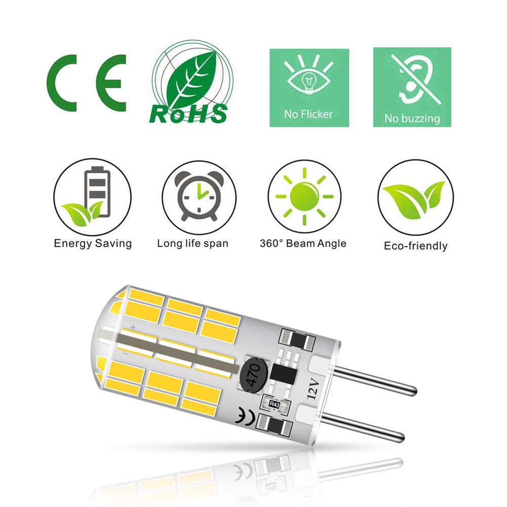 Lacnooe Gy6.35 Bi-Pin Led Bulb 4W, Daylight White 6000K, 5