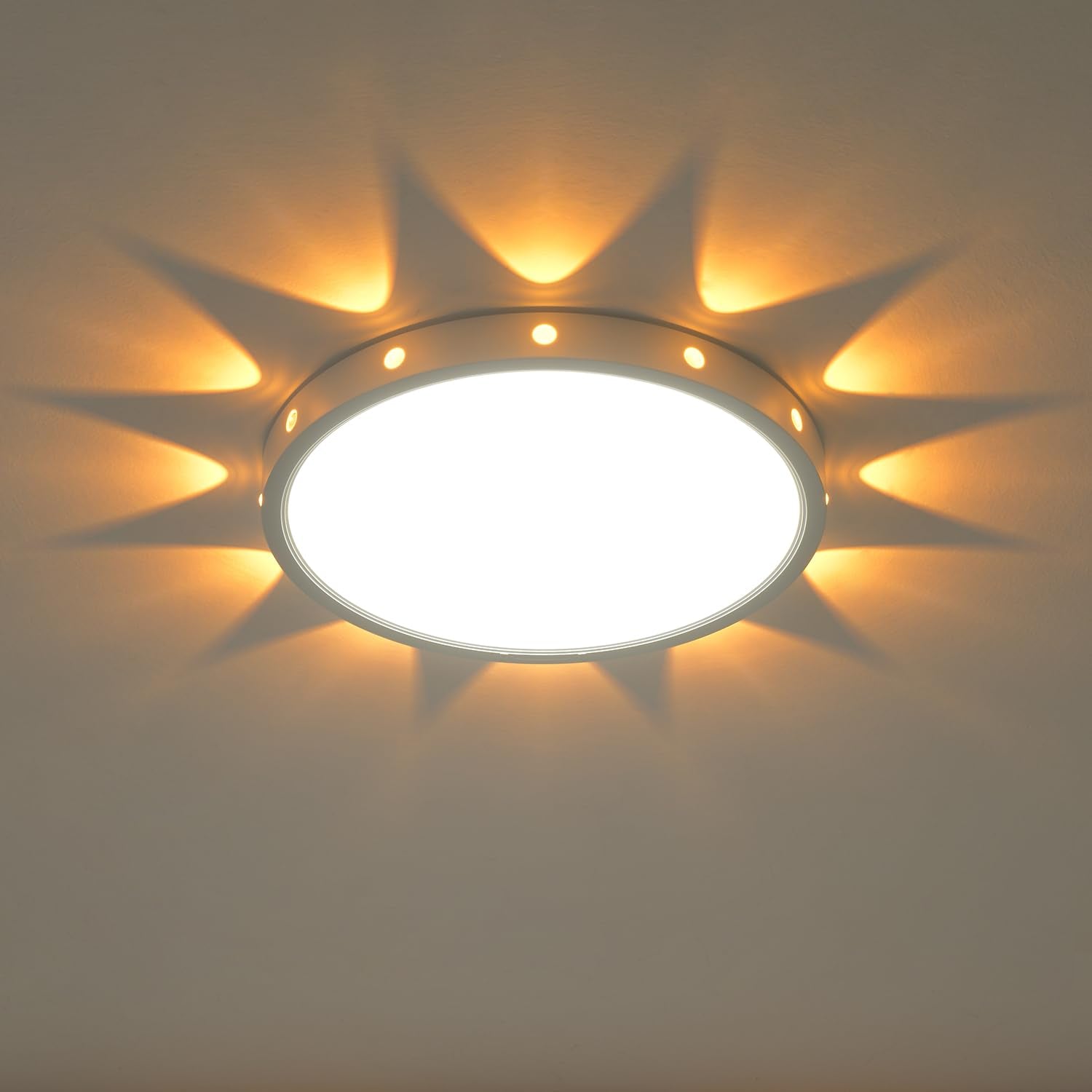 Anmaice Flush Mount LED Ceiling Light, 12-inch, Selectable 3000K/4000K/5000K, Modern White Fixture for Bedroom, Dining Room, Kitchen