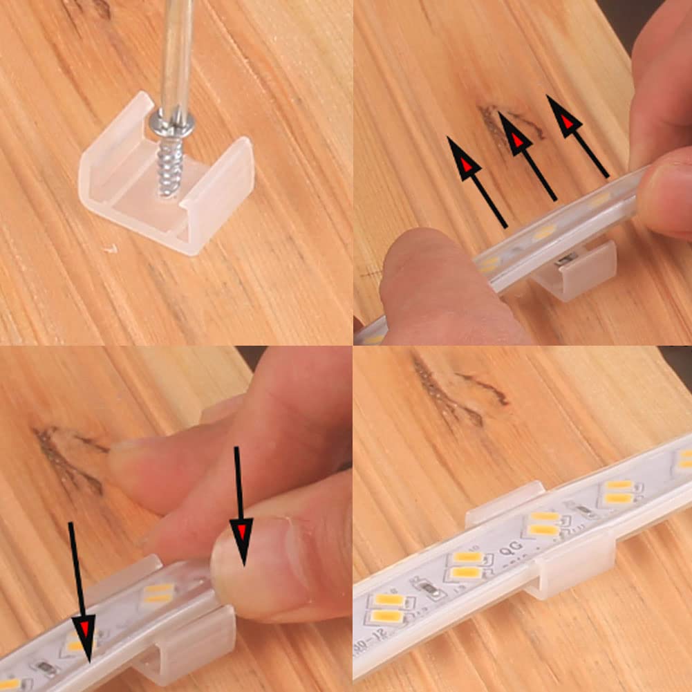 Gyghaoho 120Pcs Led Strip Light Clips Neon Mounting Clips 10/13/16Mm Size Make The Neon Signs Flexible Light Strip Fixing Card (