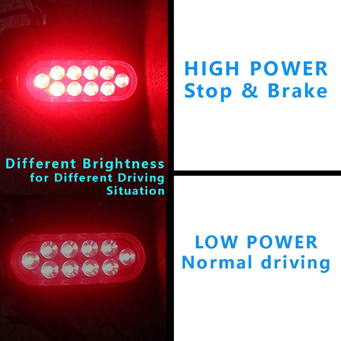 Czc Auto 6'' Led Waterproof Oval Red Trailer Lights Rear Stop Turn Signal Parking Tail Brake Lights For Trailer Truck Rv (Red, 4