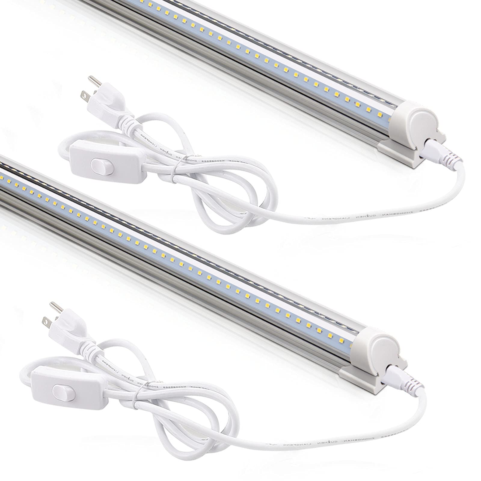 Barrina LED Shop Light 2FT, 20W 3000LM 3000K, Clear Cover Linkable LED Tube Lights, V Shape Integrated T8 Lighting Fixture, Ceil