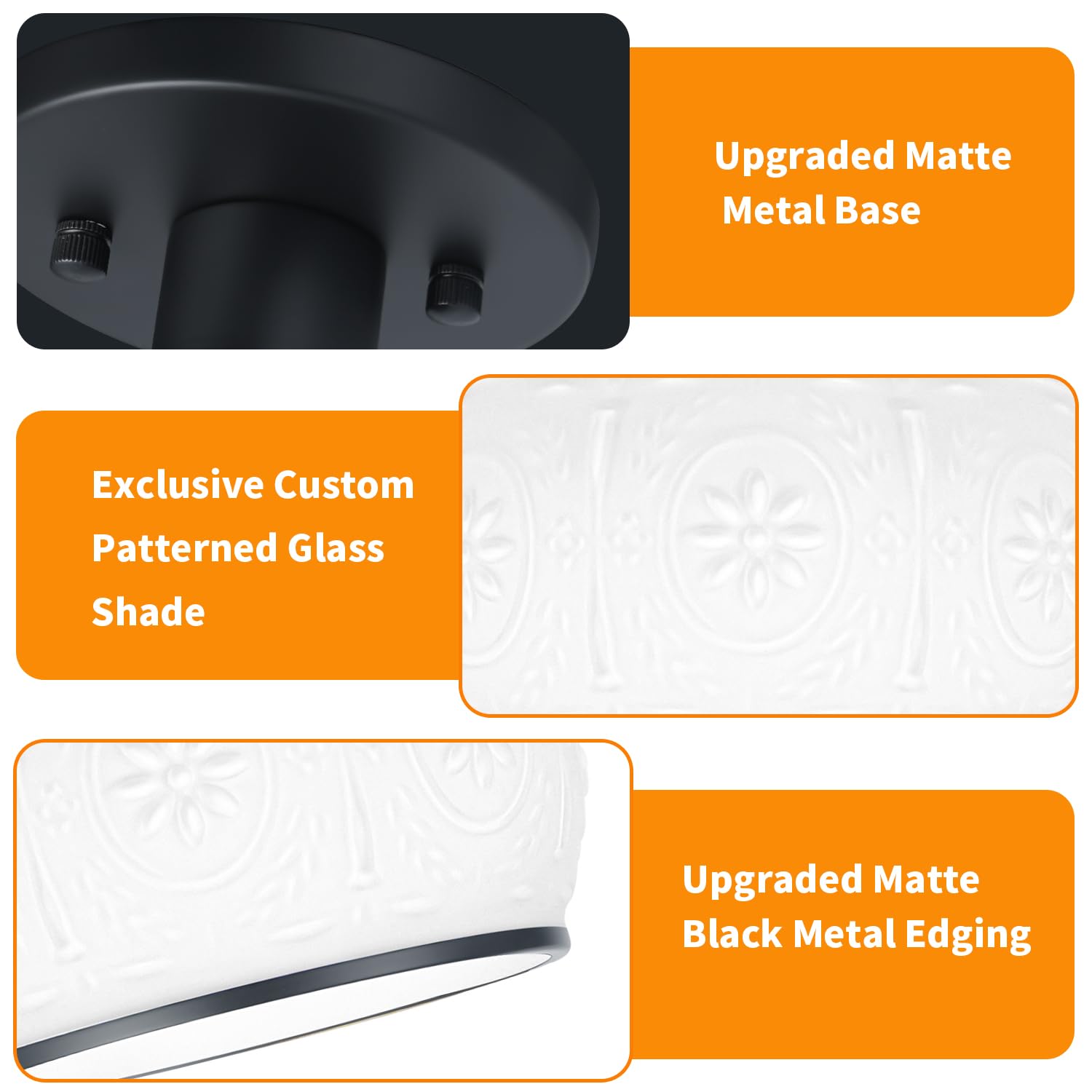 Oiyio Matte Black Semi Flush Mount Ceiling Light With Milk Glass Shade  Hallway Lighting Fixtures  Vintage Ceiling Light For Kitchen  Bedroom  Closet  Entryway  Porch