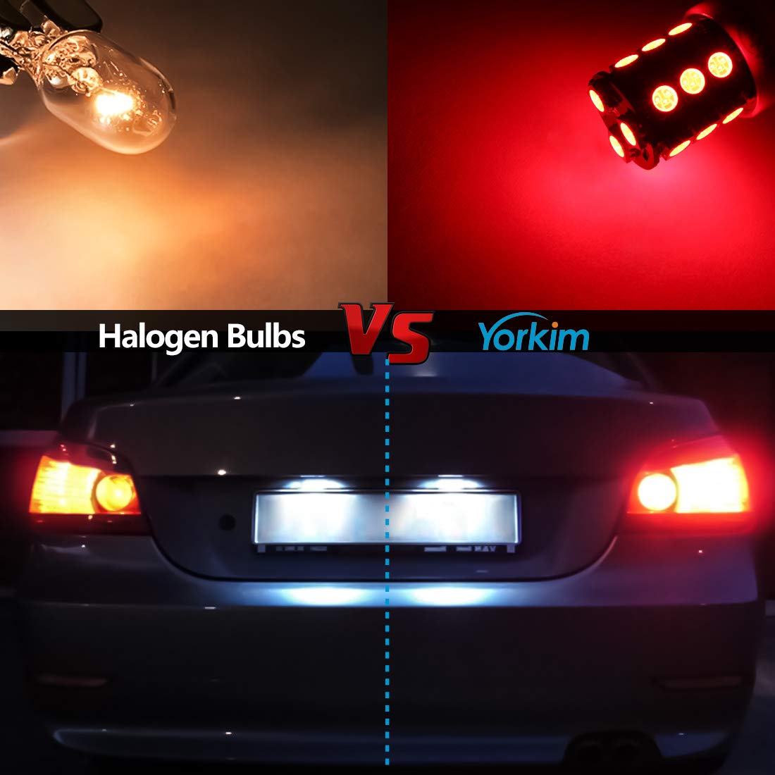 Yorkim 3157 LED Light Bulbs Red, 10 Pack for Brake/Backup/Reverse Lights, Model YK2743